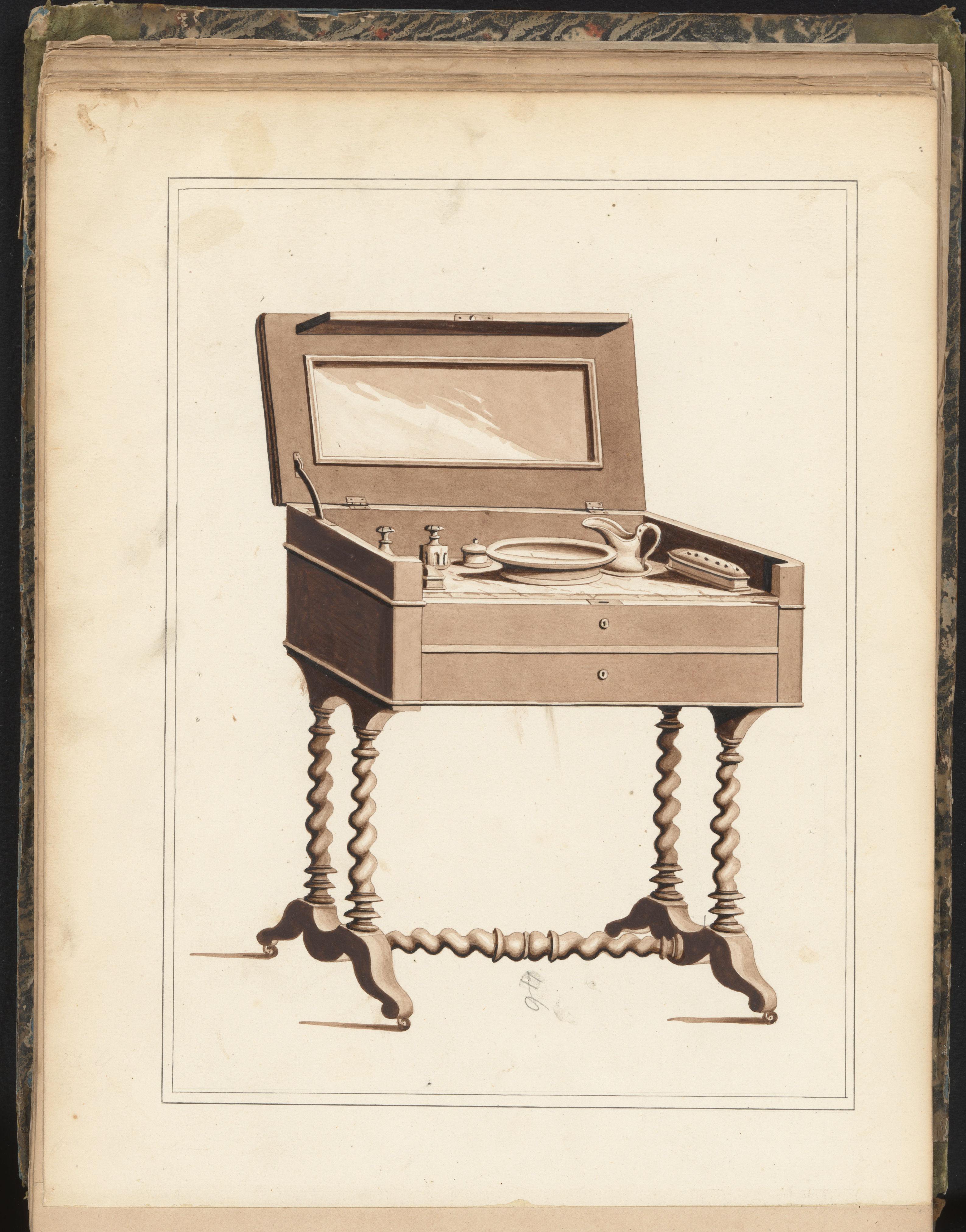 Ontwerp voor een toilettafel voor mannen