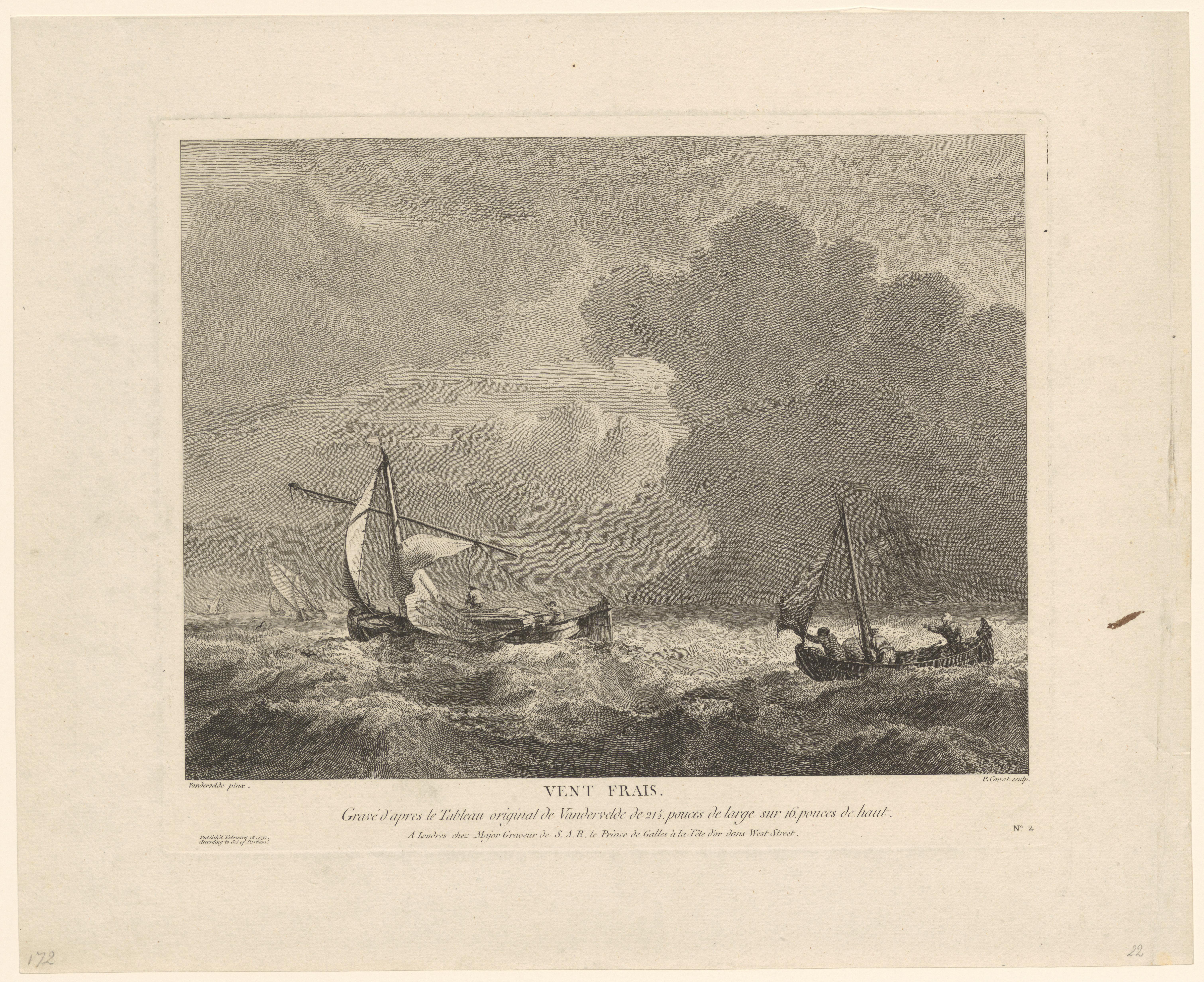 Zeegezicht met boten in de storm