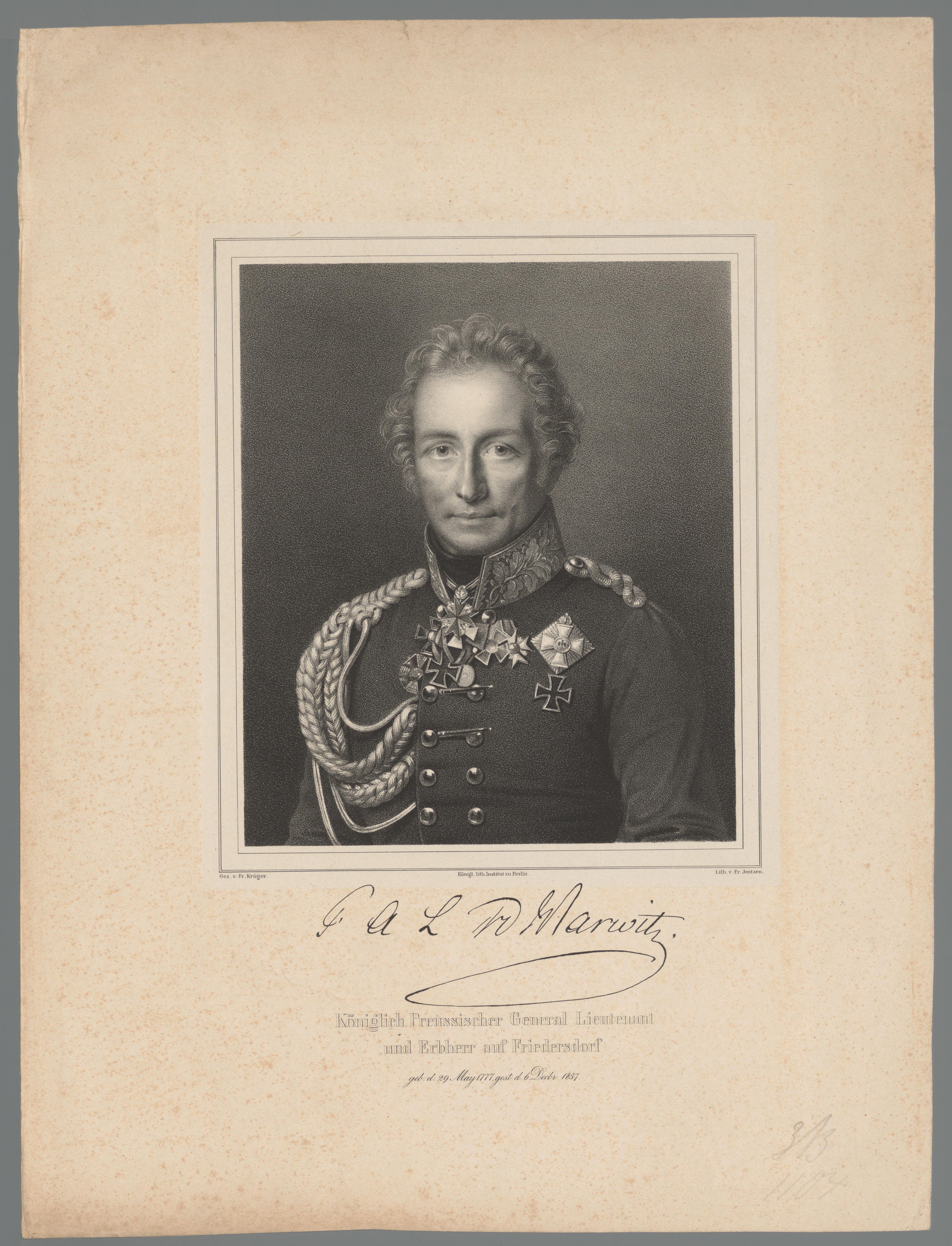 Portret van Friedrich August Ludwig von der Marwitz