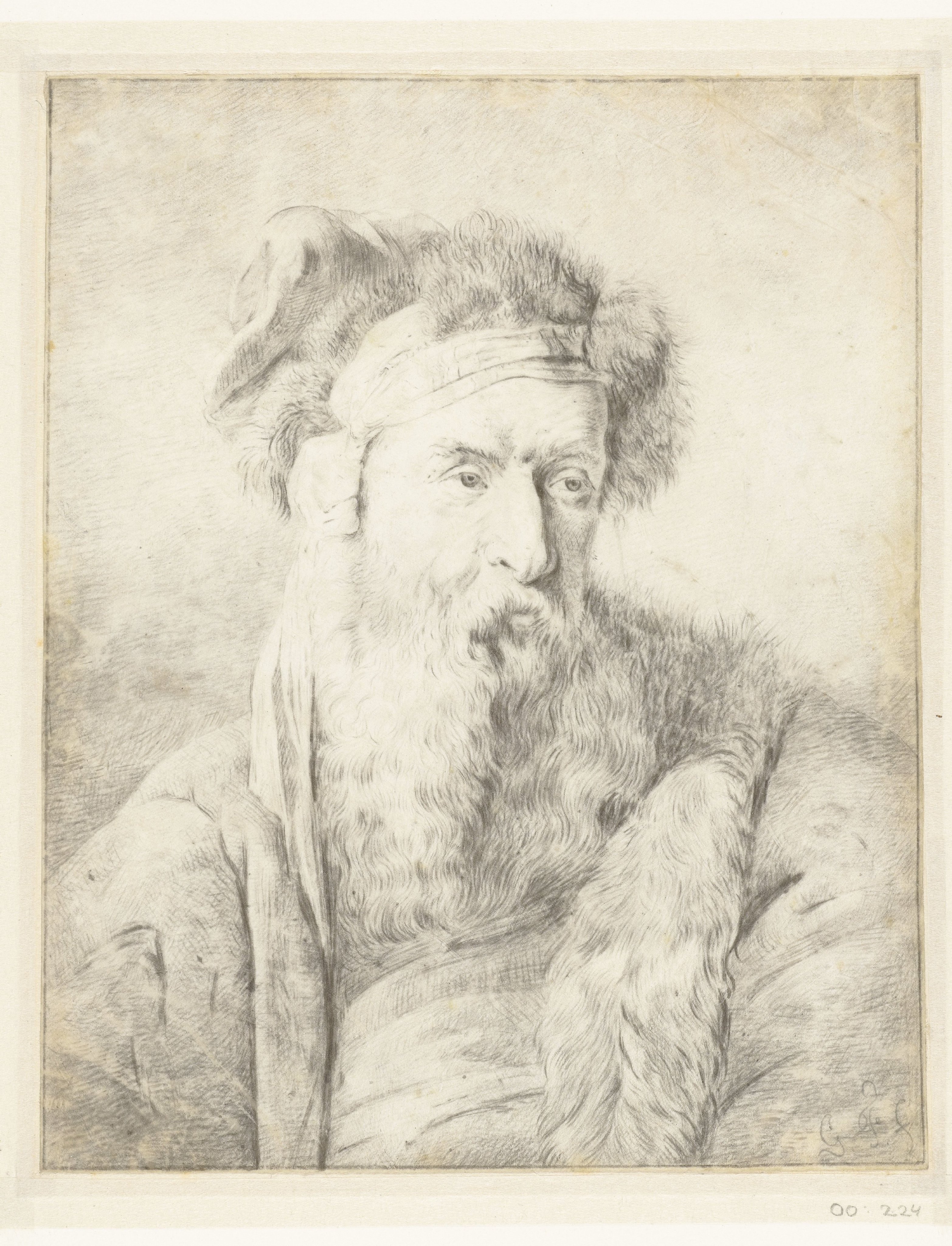 Man met baard en bontmuts
