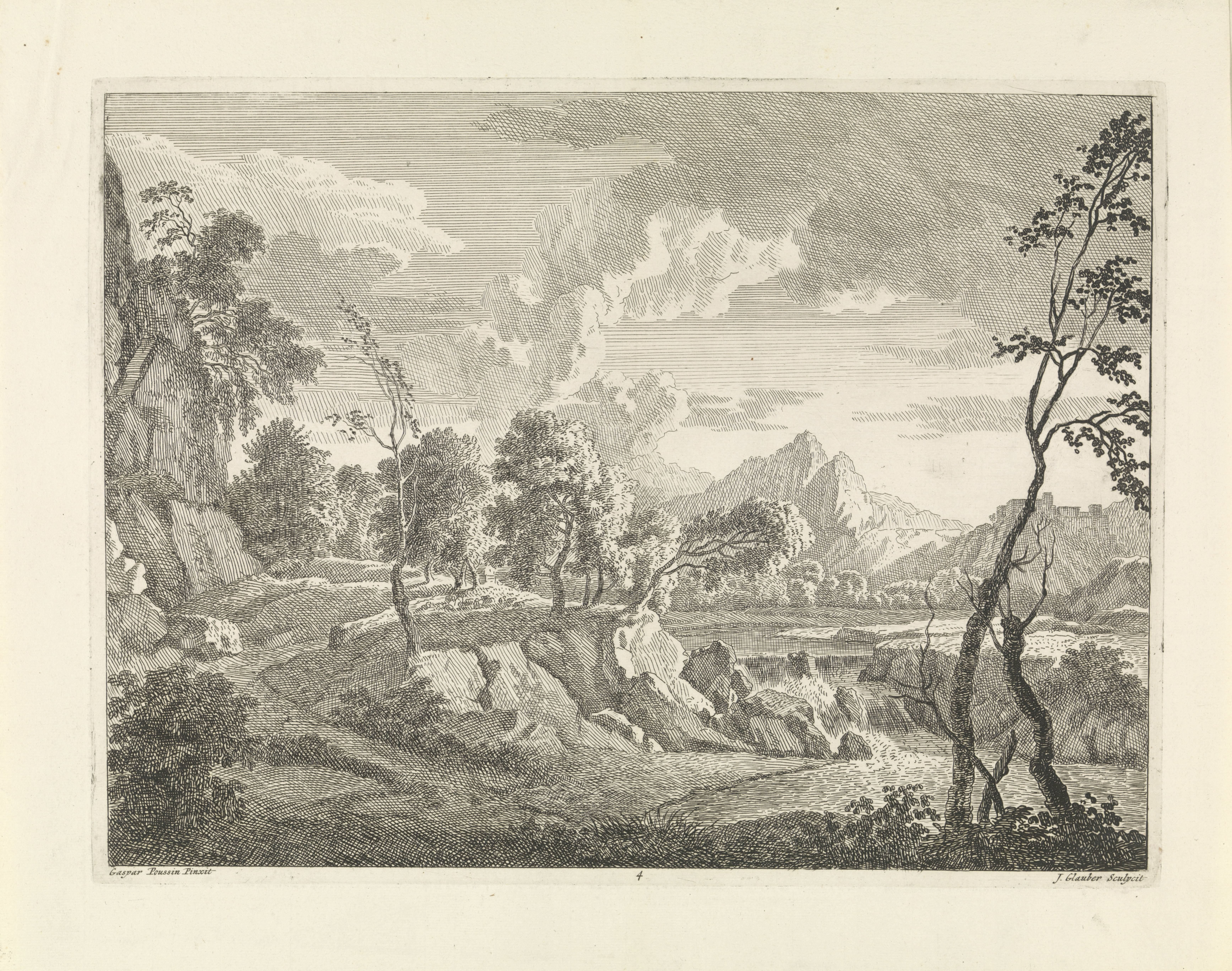 Heuvelachtig landschap met waterval