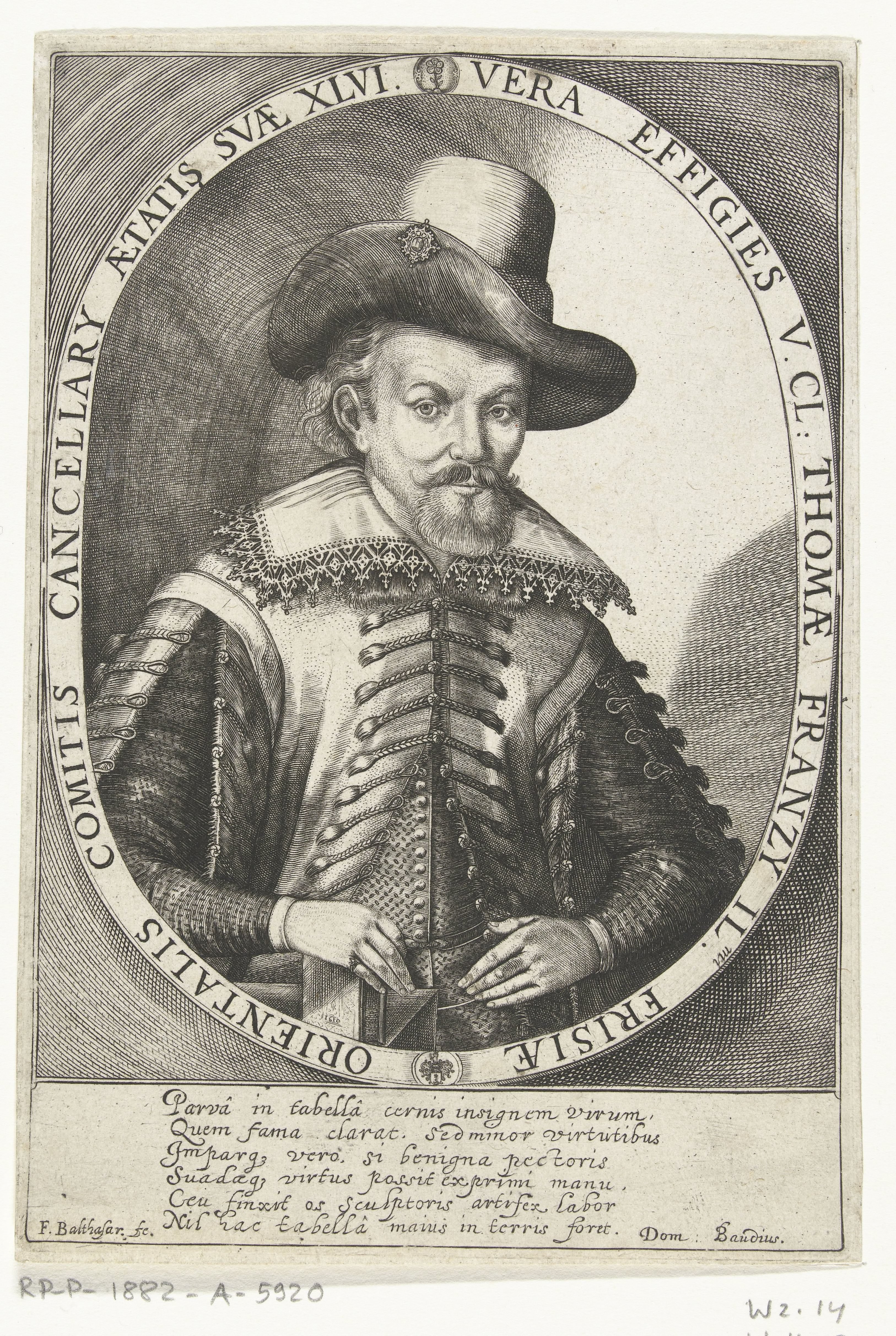 Portret van Thomas Franzius op 46-jarige leeftijd