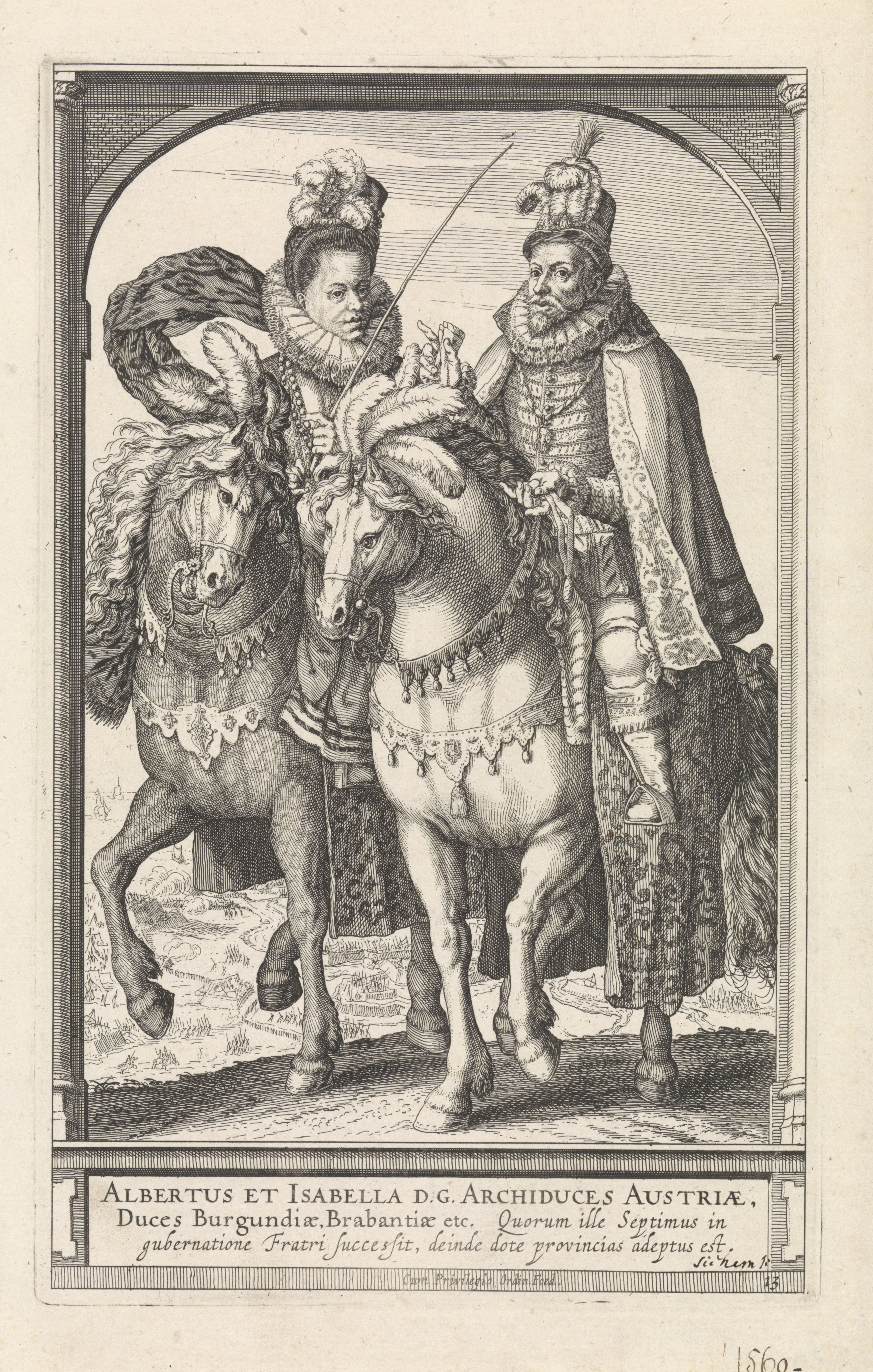 Dubbel ruiterportret van Albertus en Isabella, aartshertog en aartshertogin van Oostenrijk