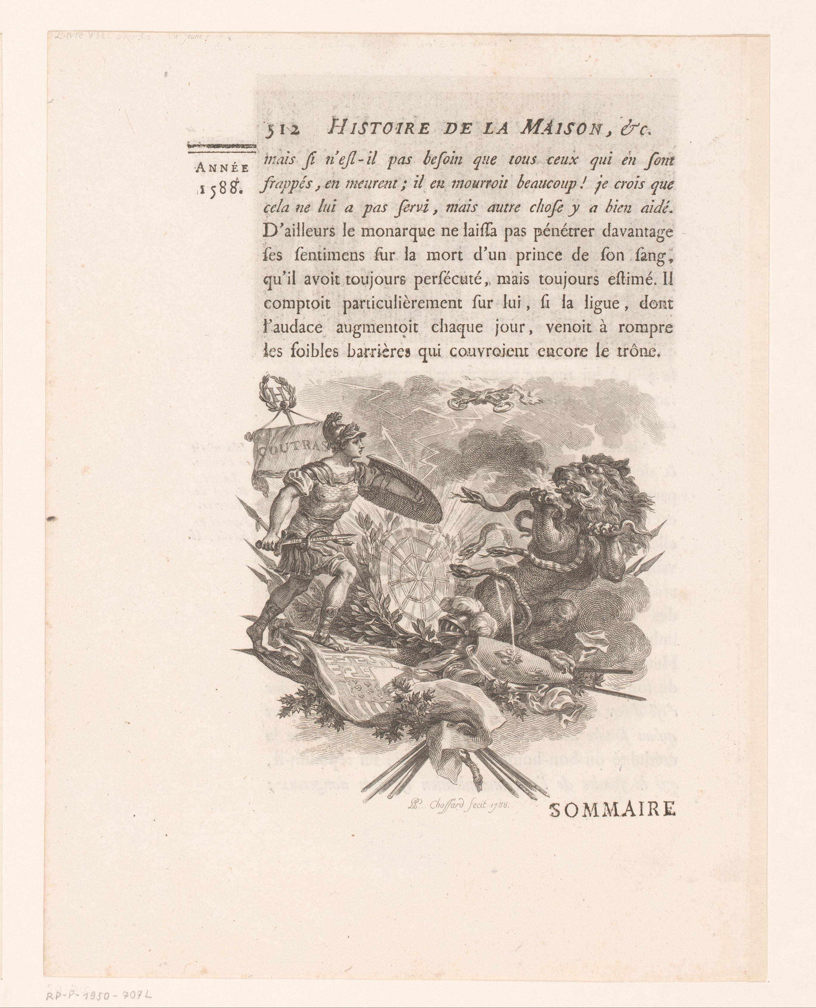 Allegorische voorstelling met soldaat, leeuw en slangen