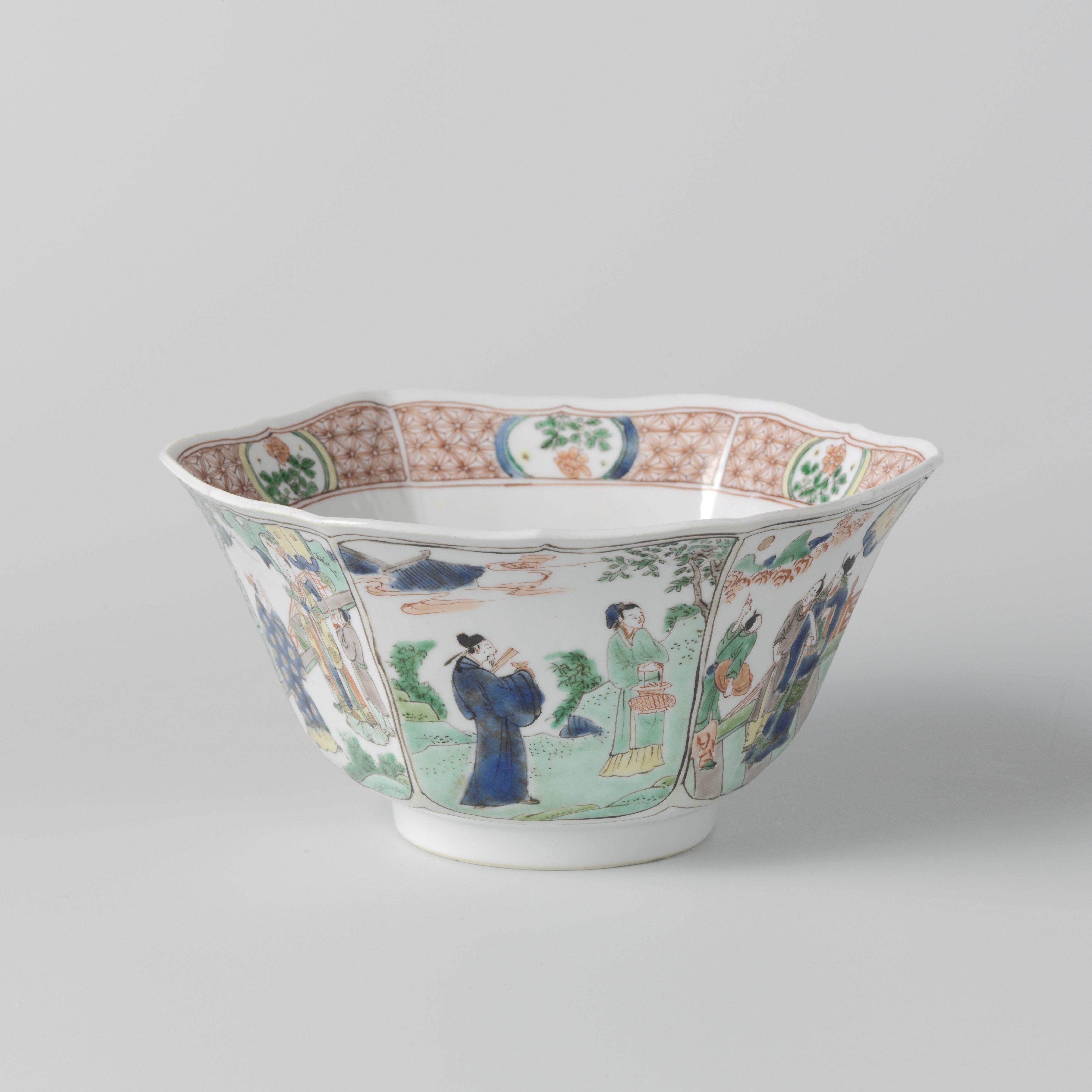 Hexagonal bowl with narrative scenes concerning Lü Dongbin