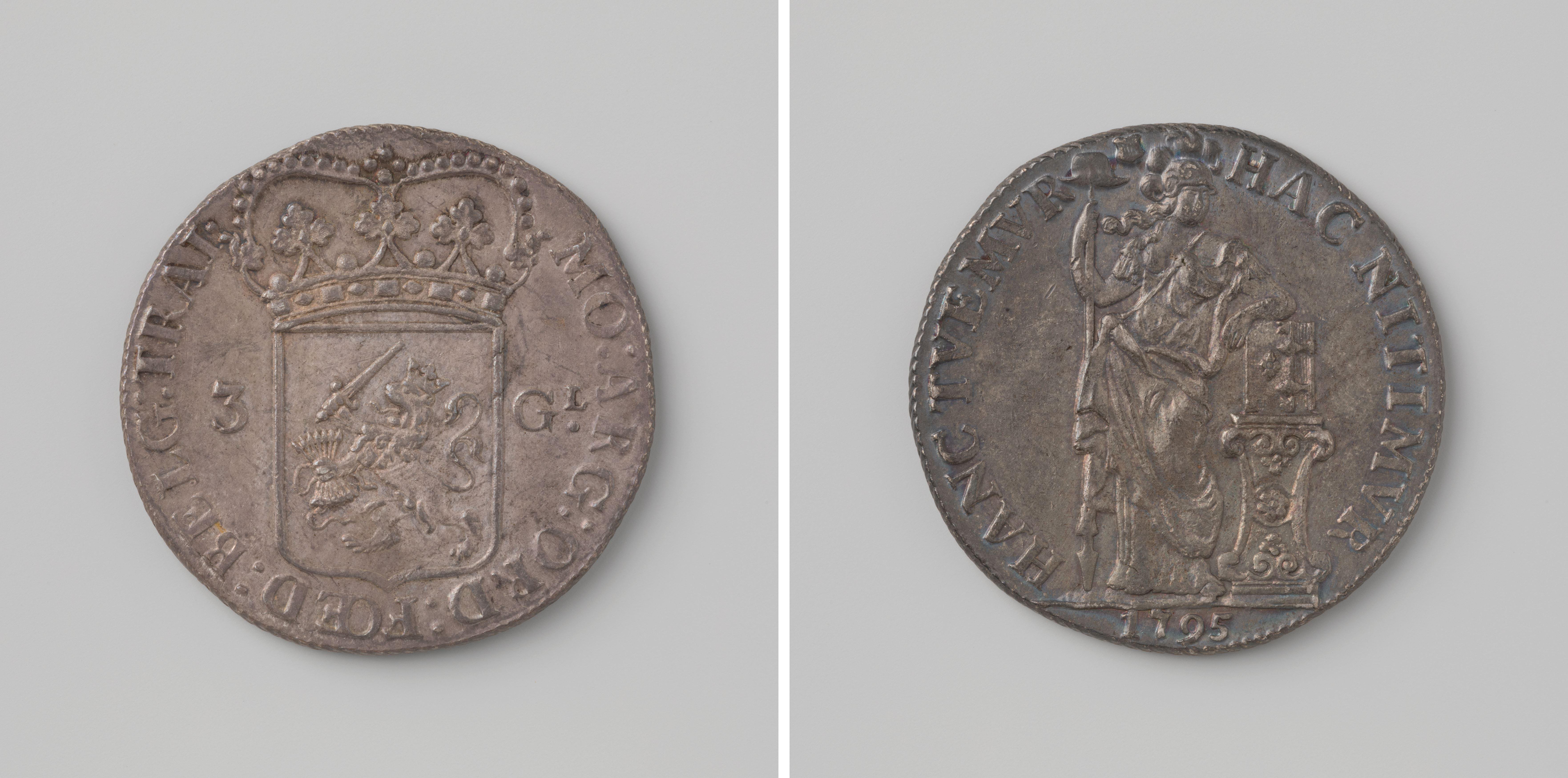 Drie gulden van de Bataafse Republiek op naam van Utrecht, 1795