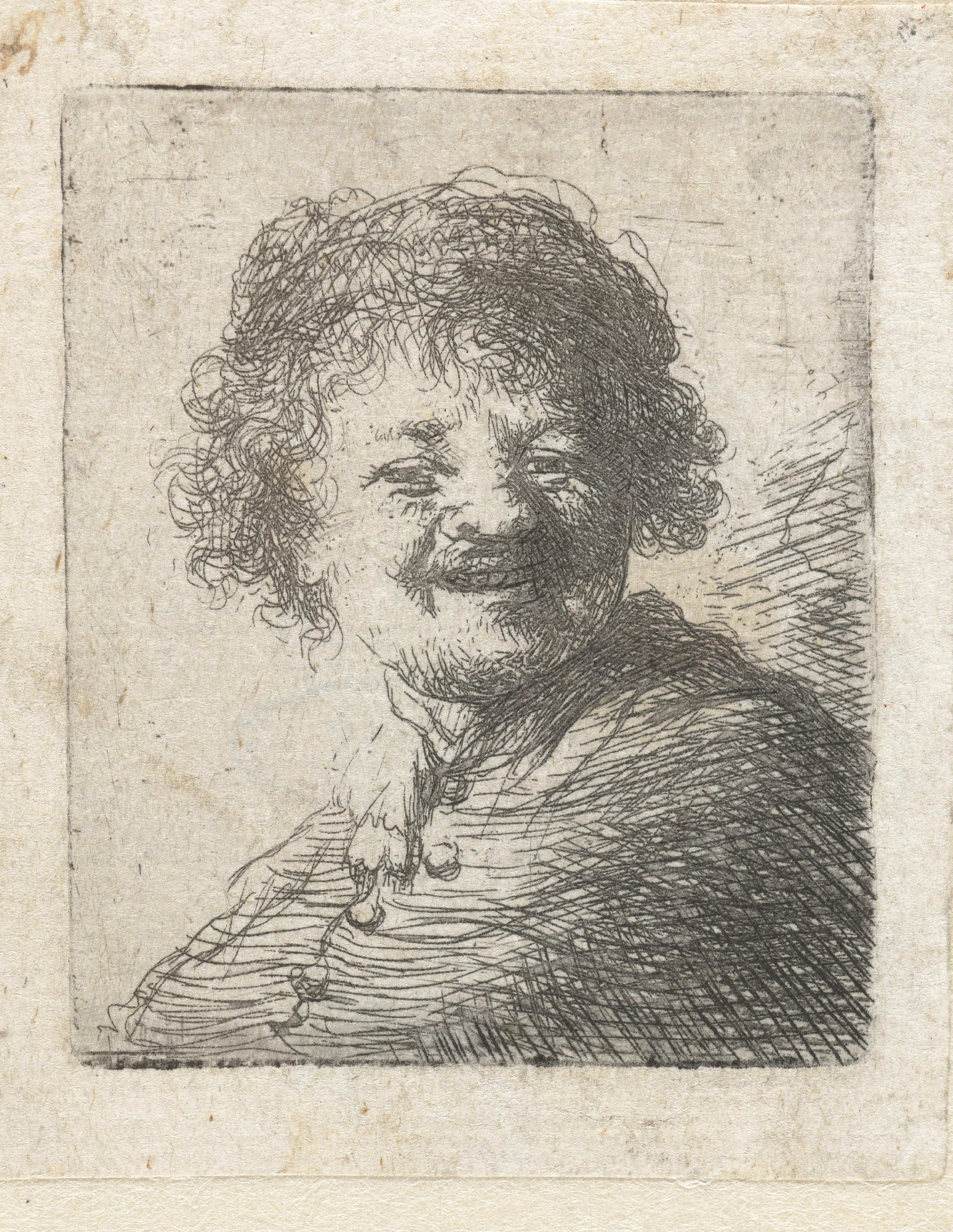 Self-portrait in a cap: laughing