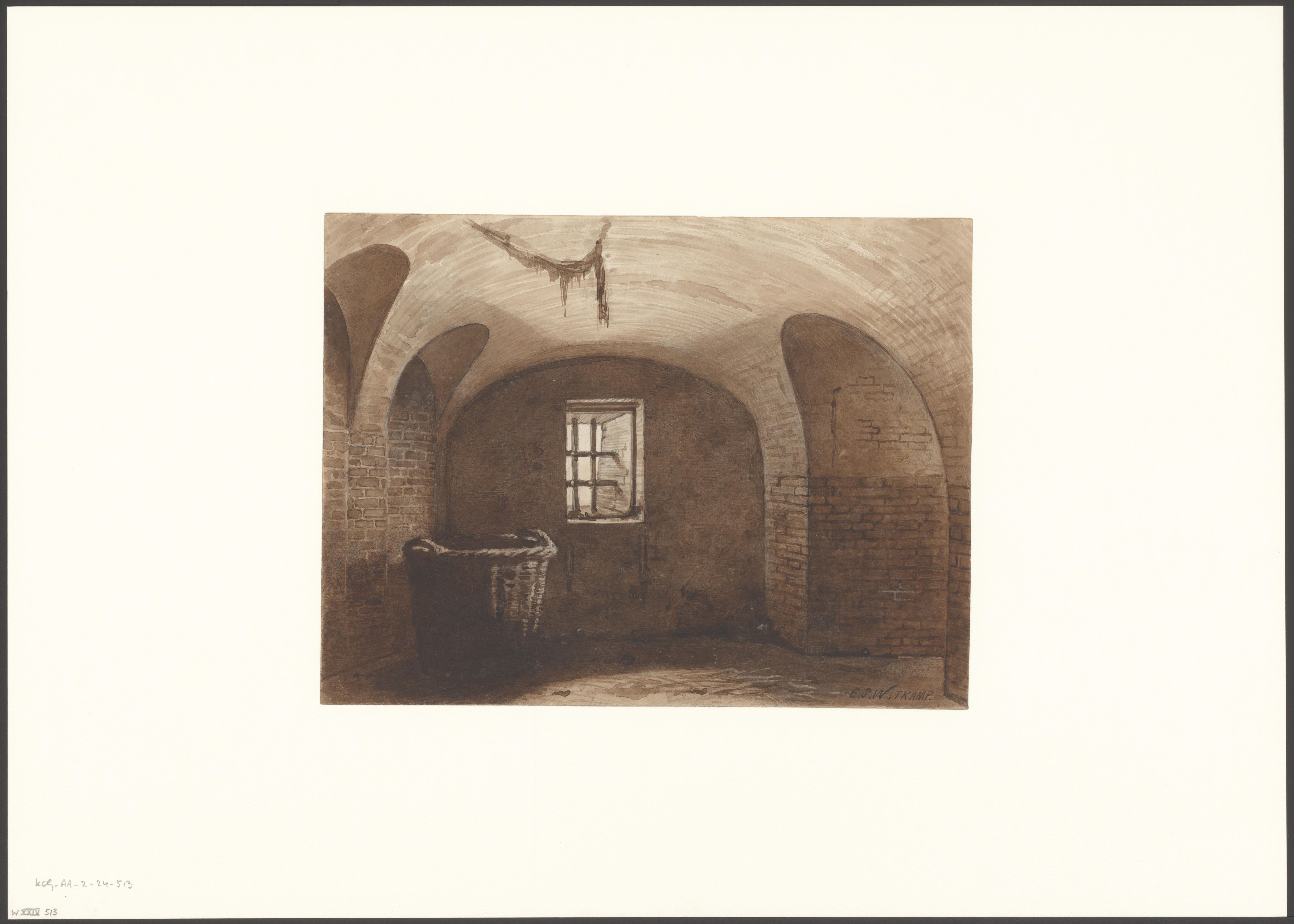 Interieur van het onderaardse gewelf van bolwerk Westerblokhuis