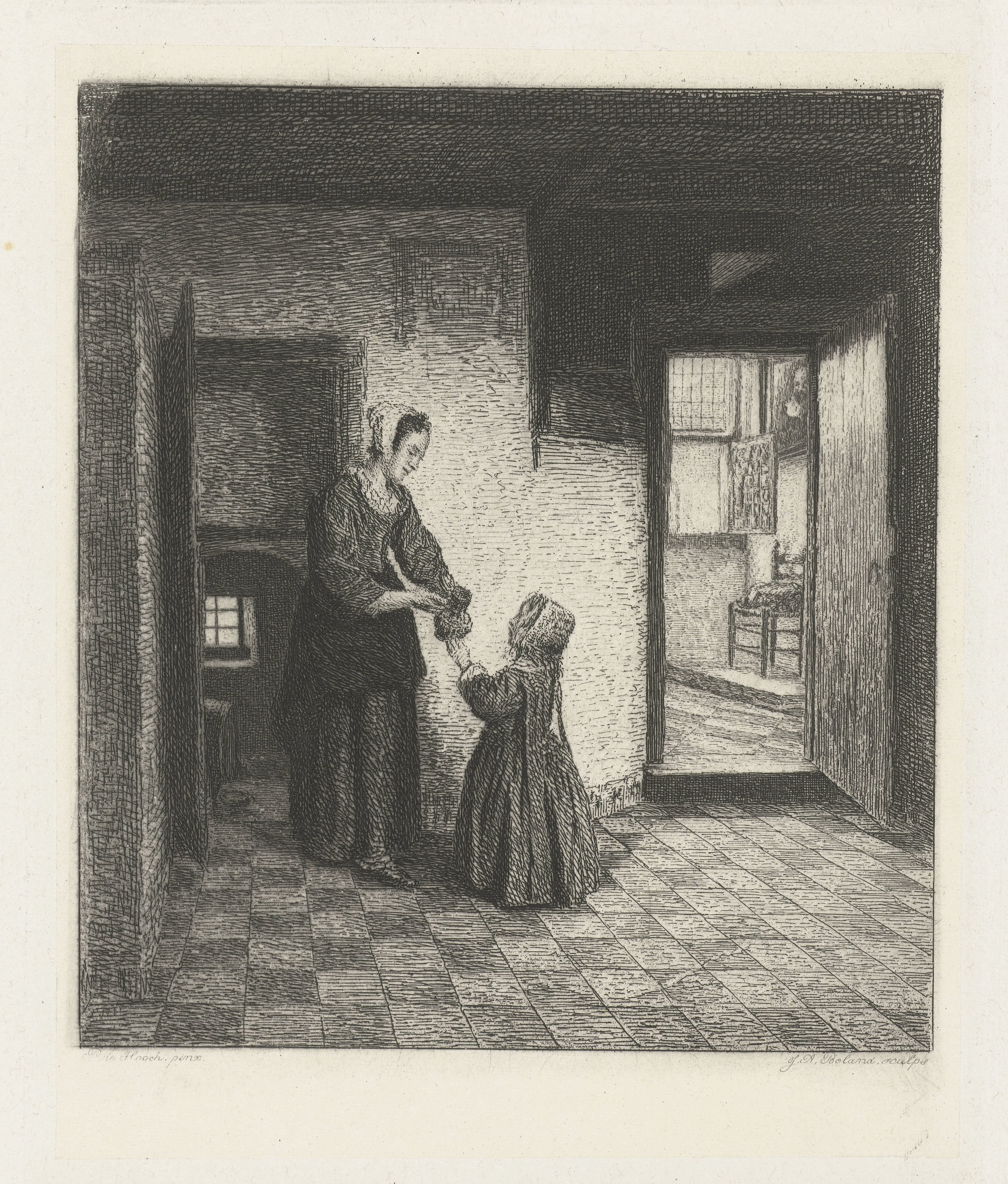 Een vrouw met een kind in een kelderkamer