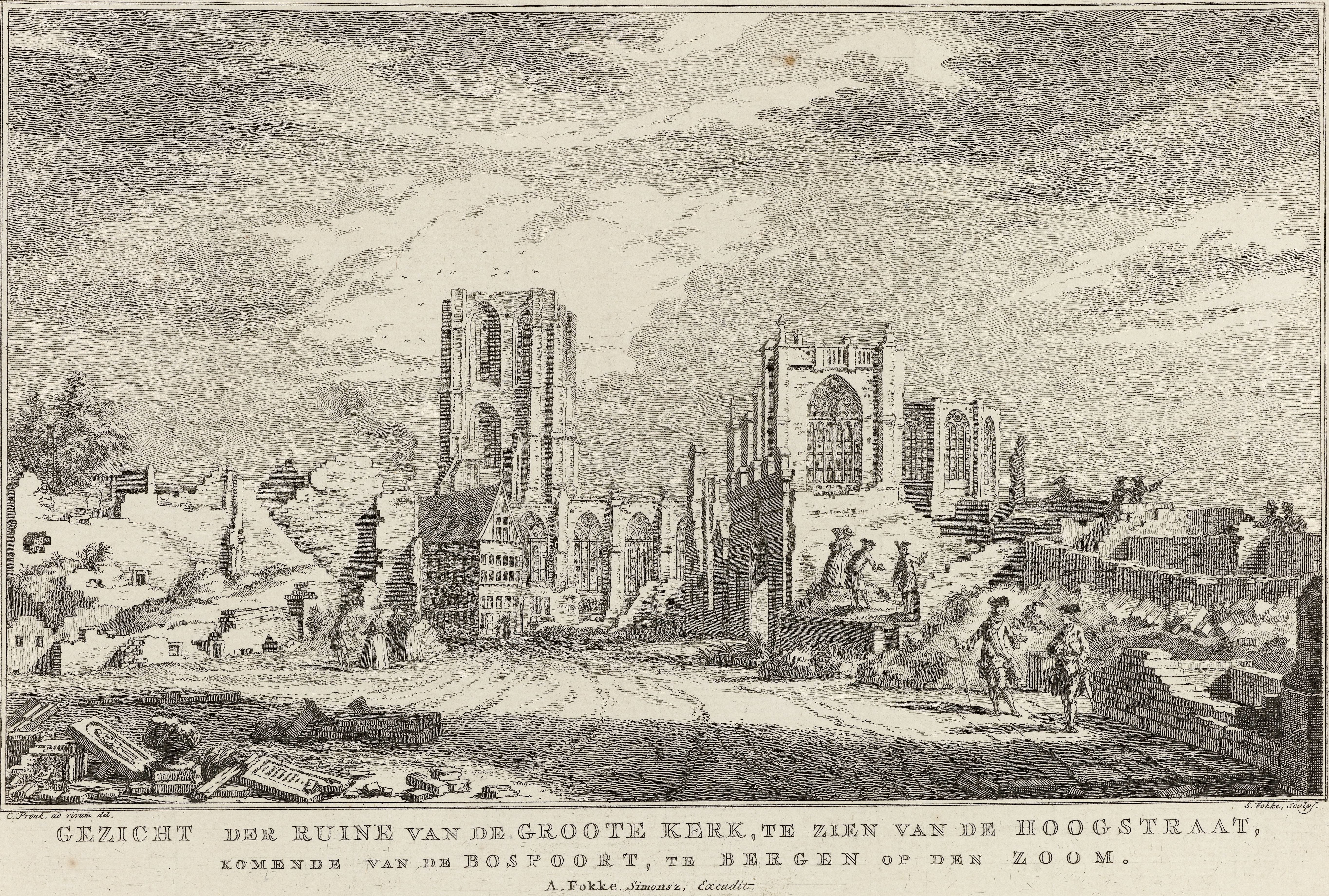 Ruïne van de Grote Kerk van Bergen op Zoom, 1748