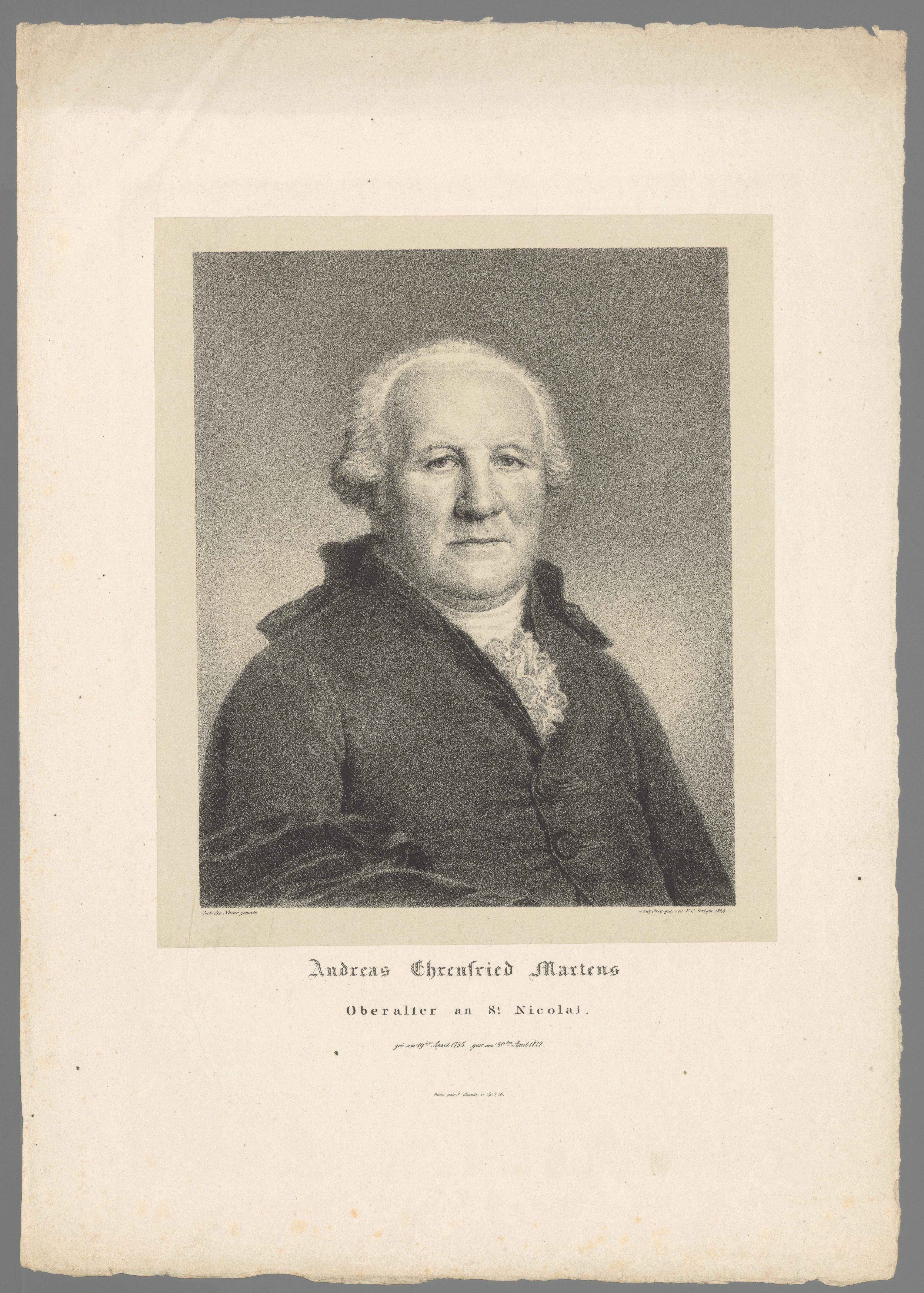 Portret van Andreas Ehrenfried Martens