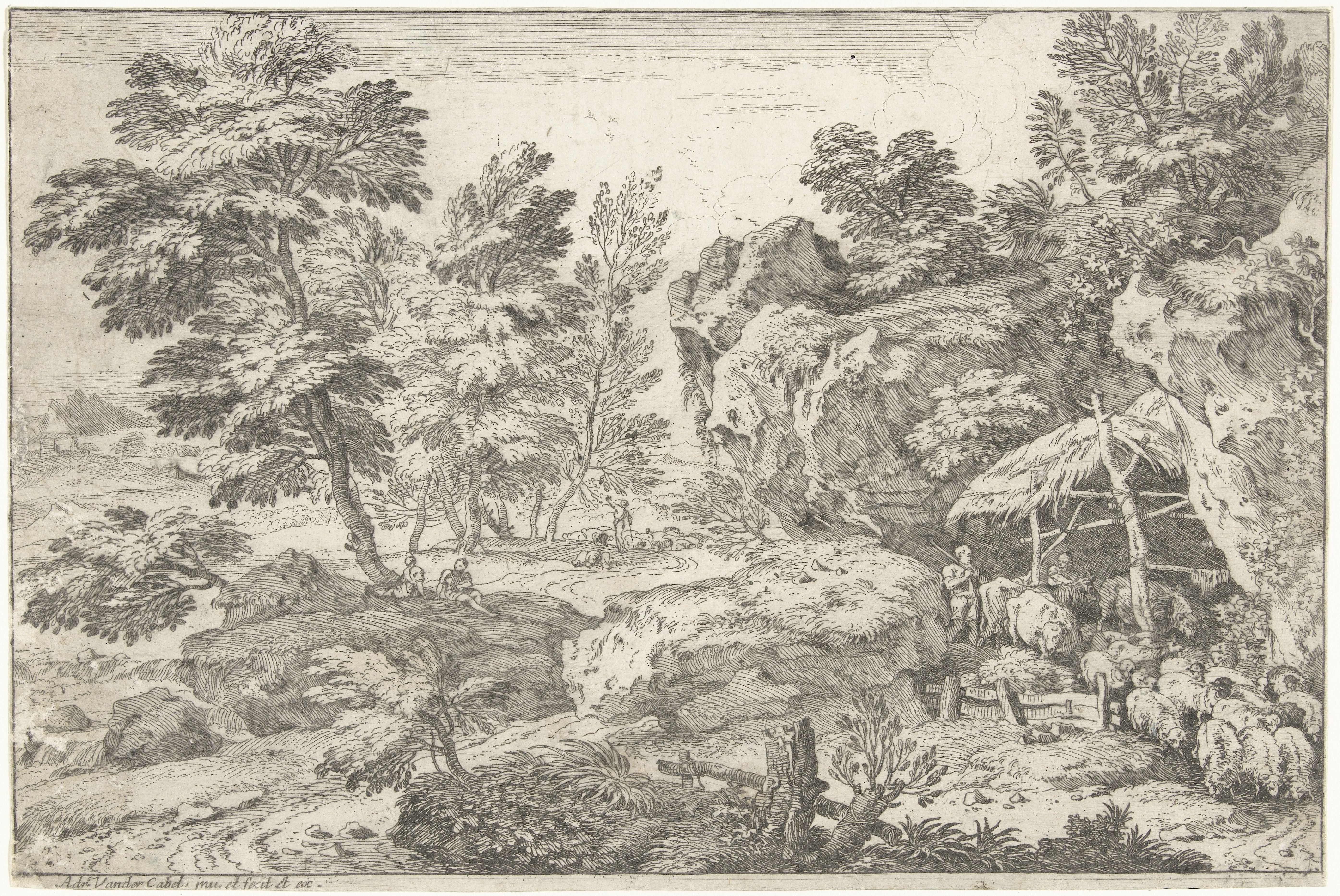 Landschap met schaapskooi