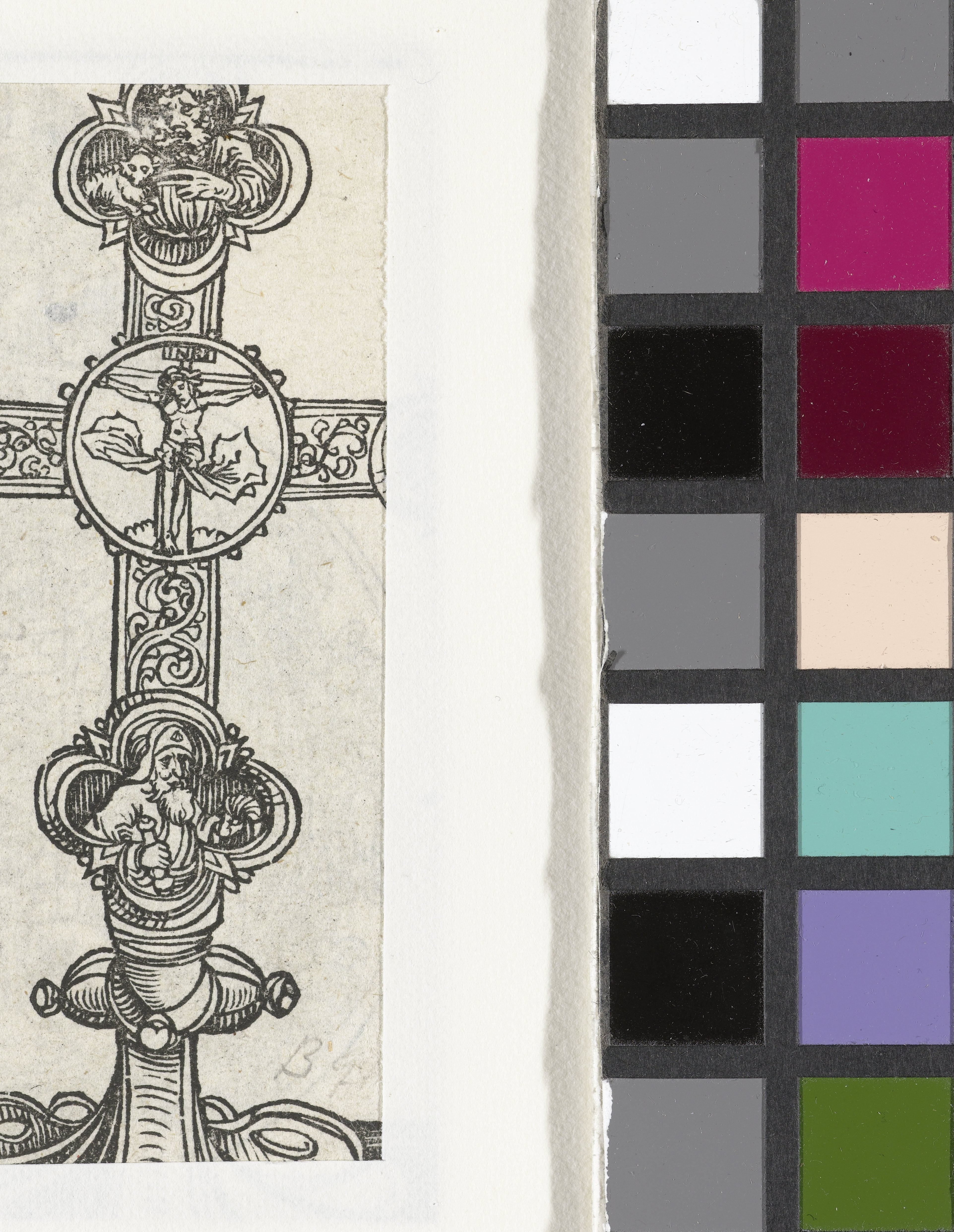 Kruis met Christus aan het kruis, Johannes de Evangelist, Simon en Jakobus de Meerdere
