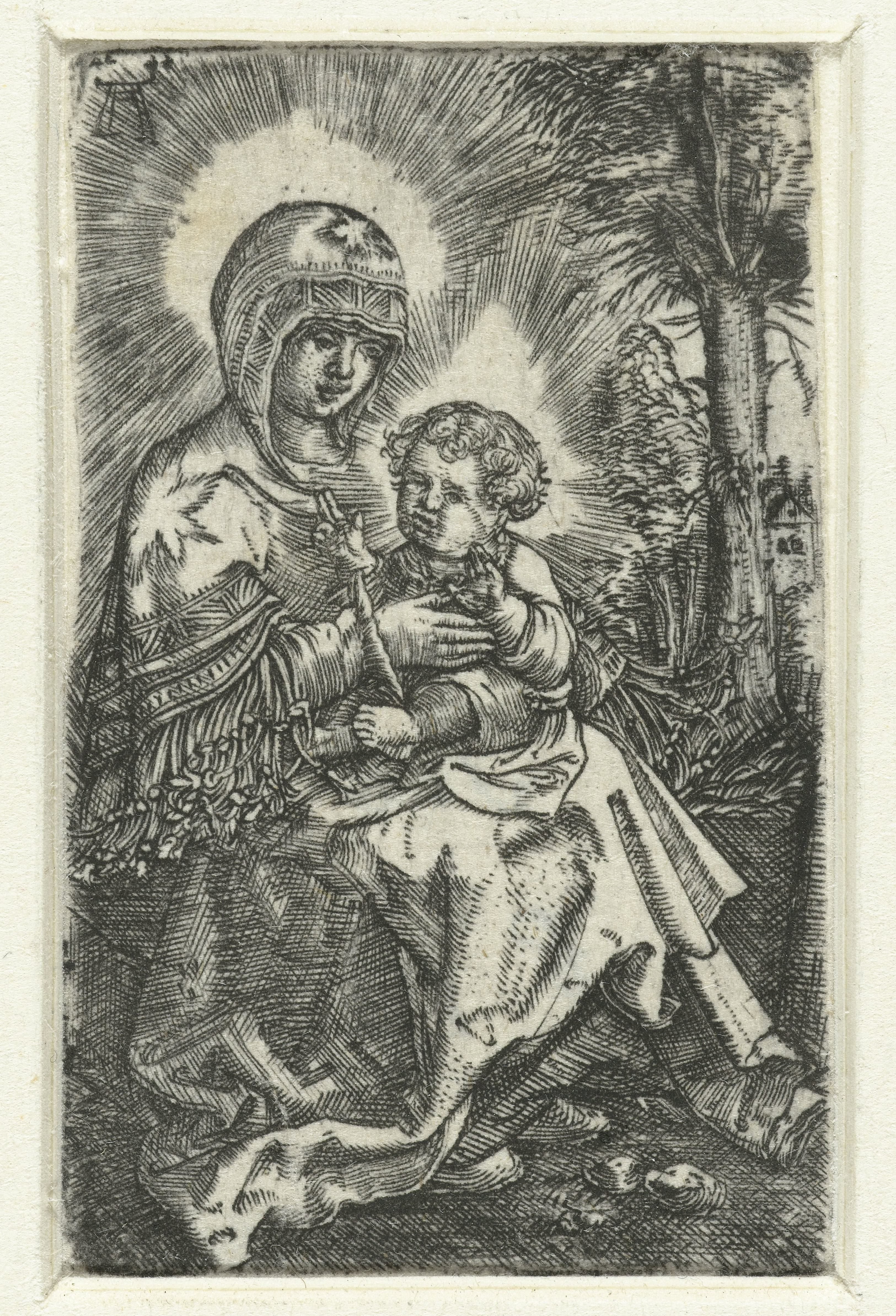 Maria met kind in landschap