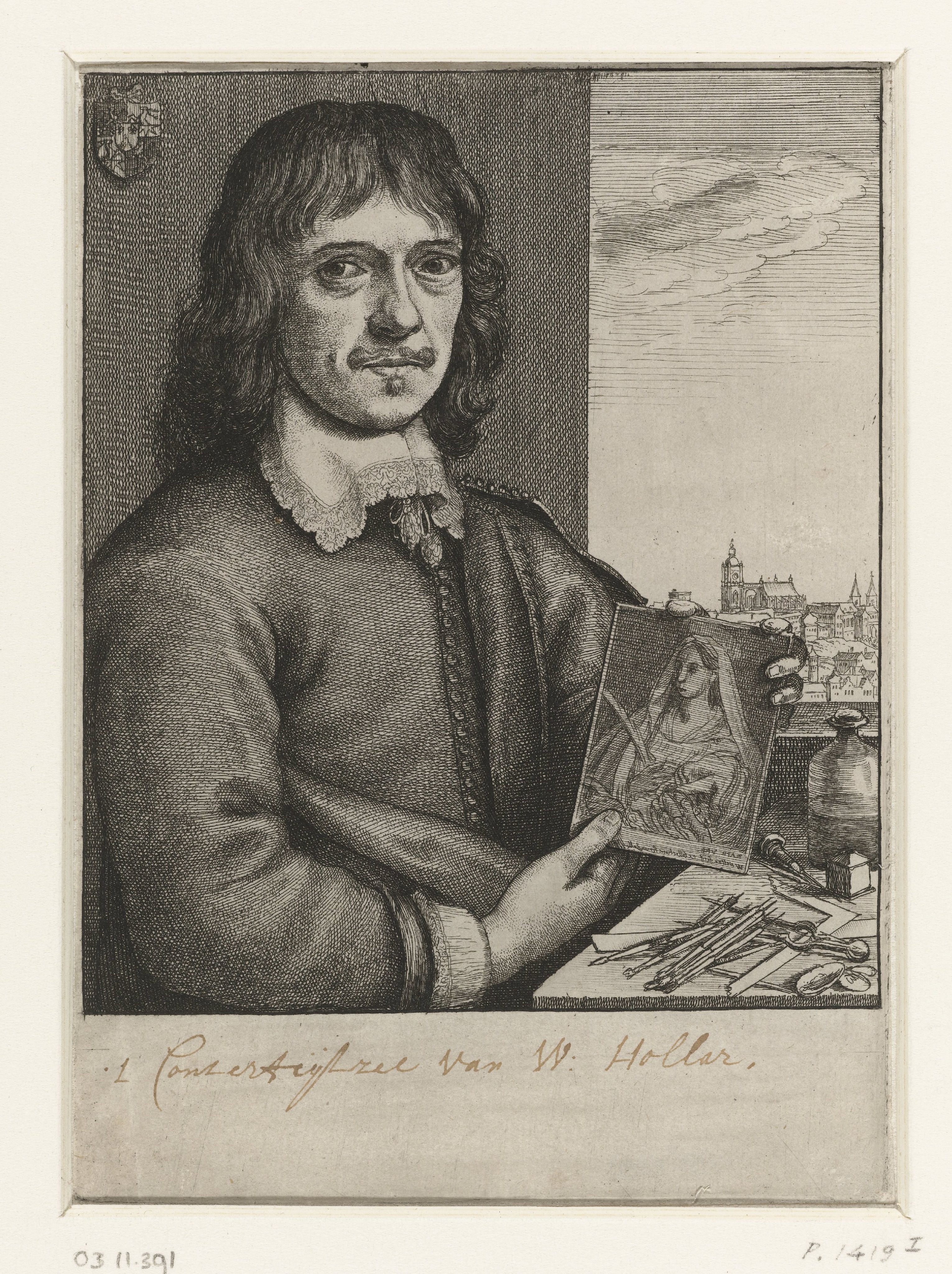 Zelfportret van Wenzel Hollar