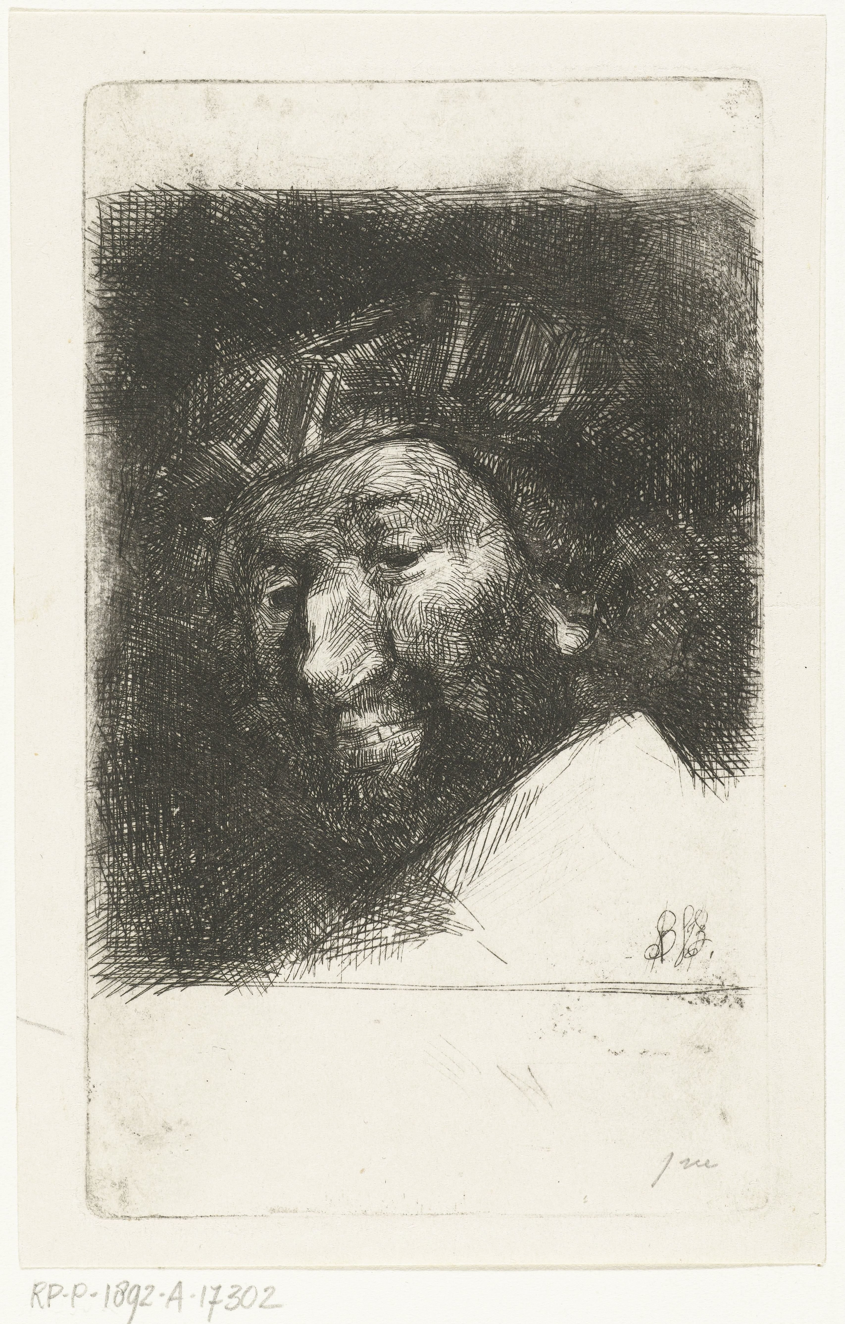 Portret van lachende man met baard en muts