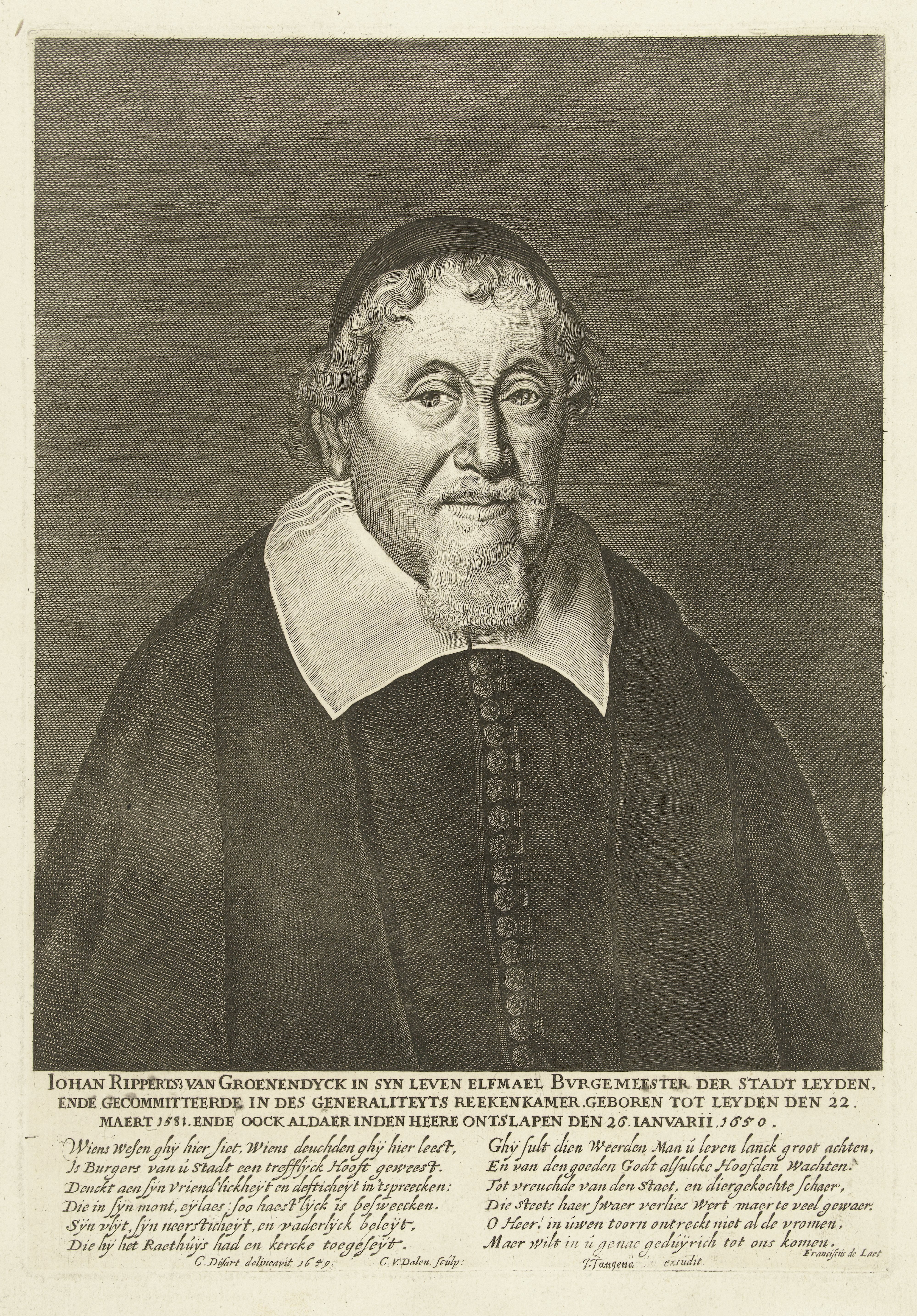 Portret van Johan Rippertsz. van Groenendijck op 69-jarige leeftijd