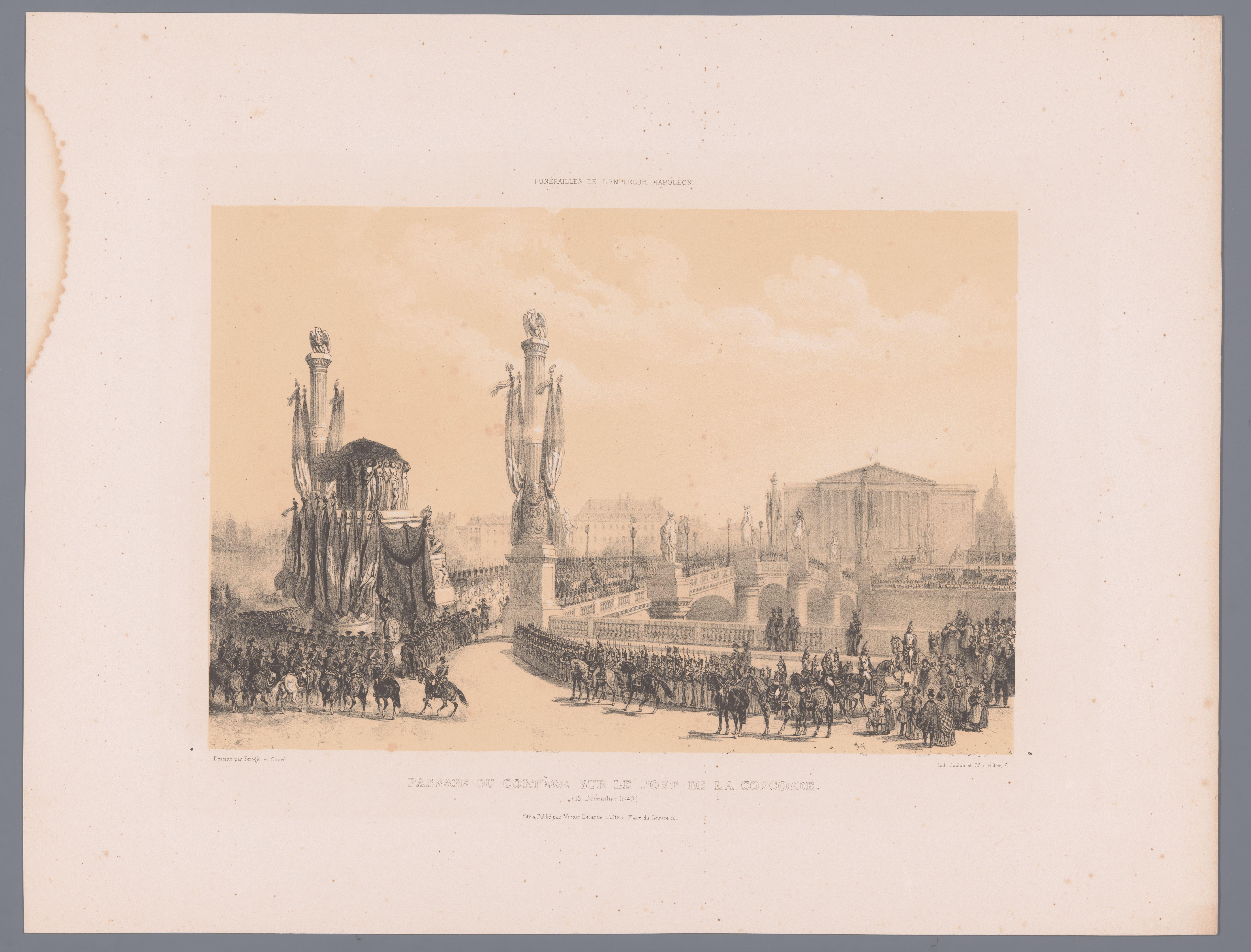 Napoleons rouwstoet trekt over de Pont de la Concorde
