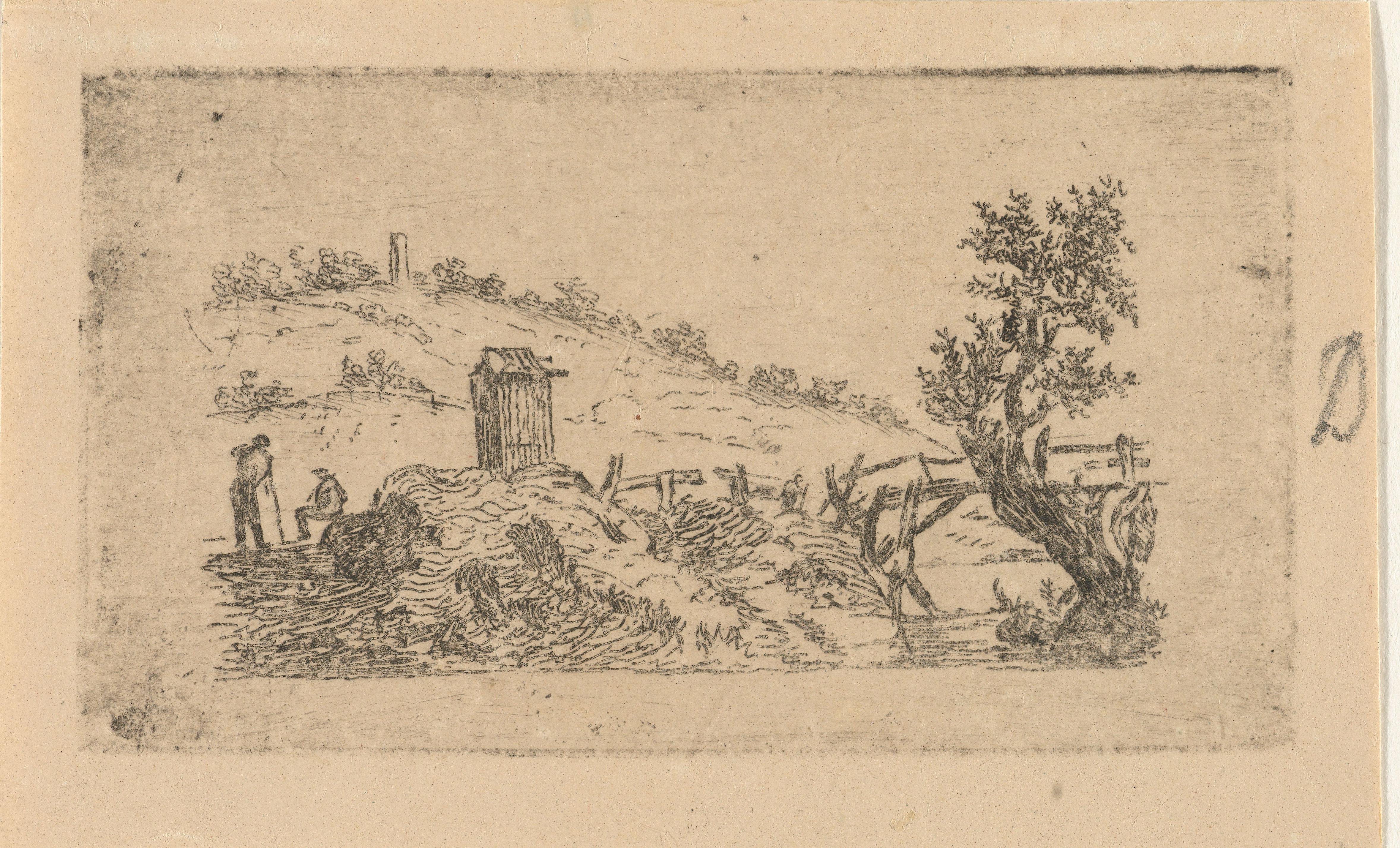 Landschap met houten brug