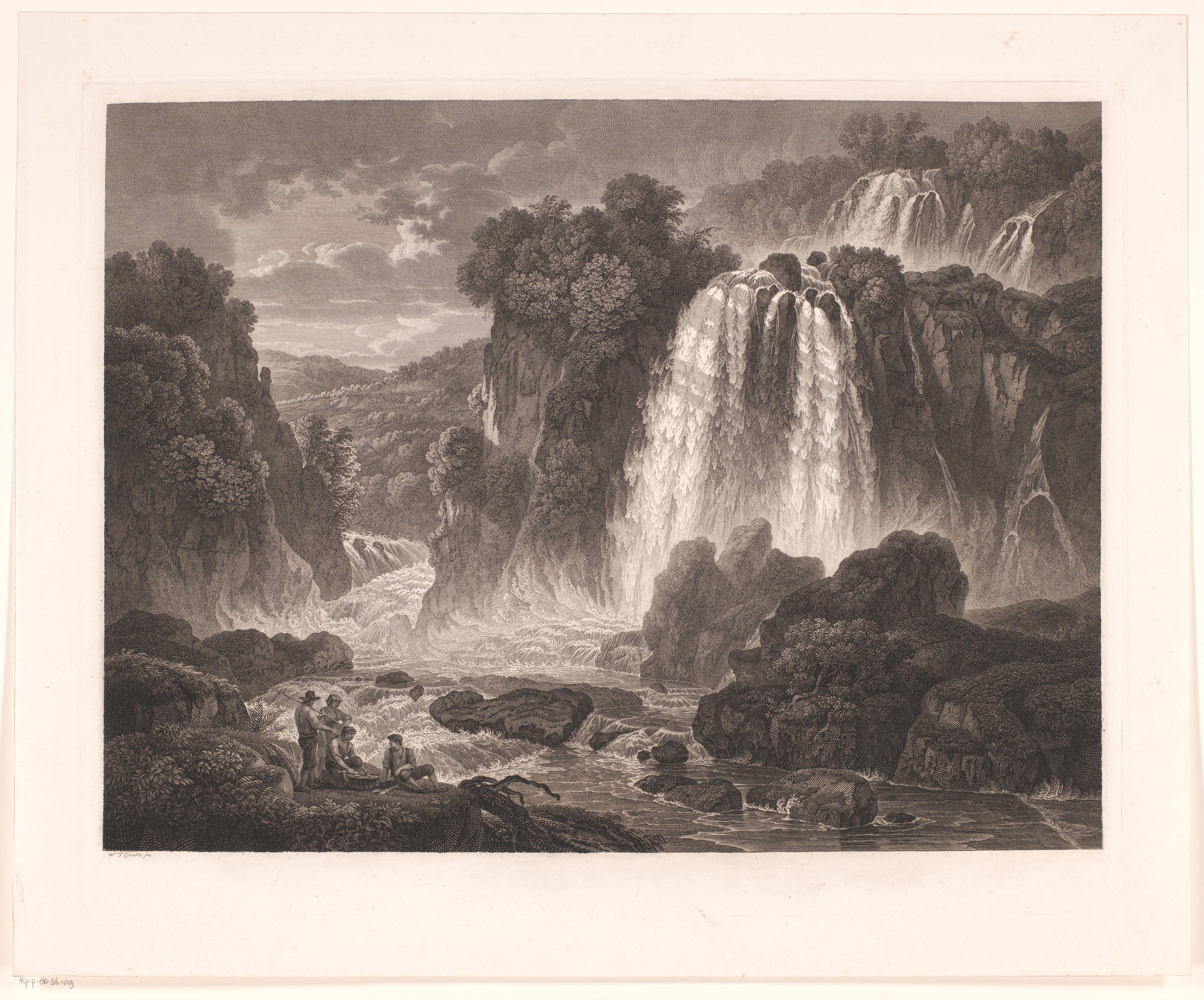 Landschap met de grote watervallen van Tivoli