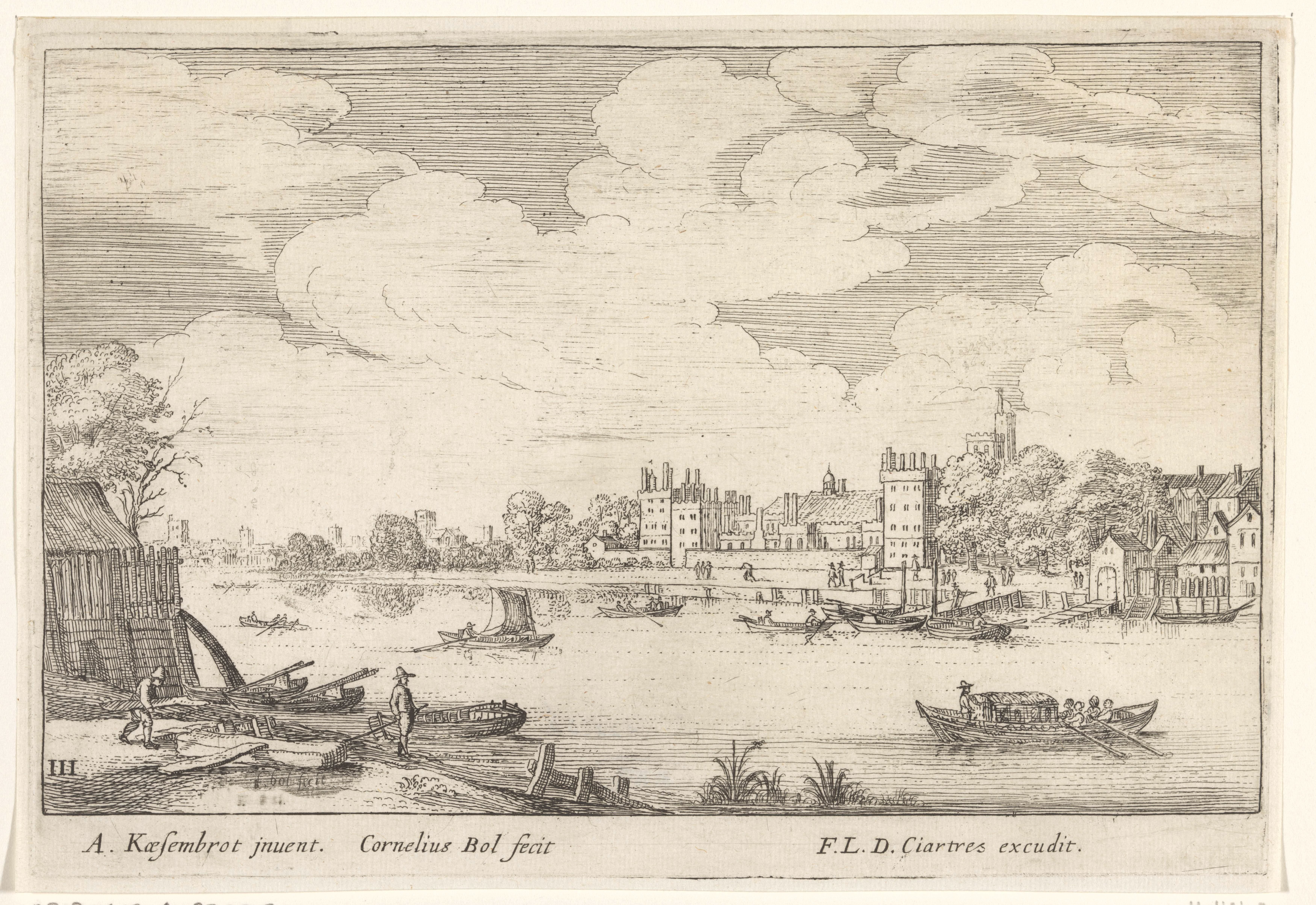 Stadshaven met vissersschepen