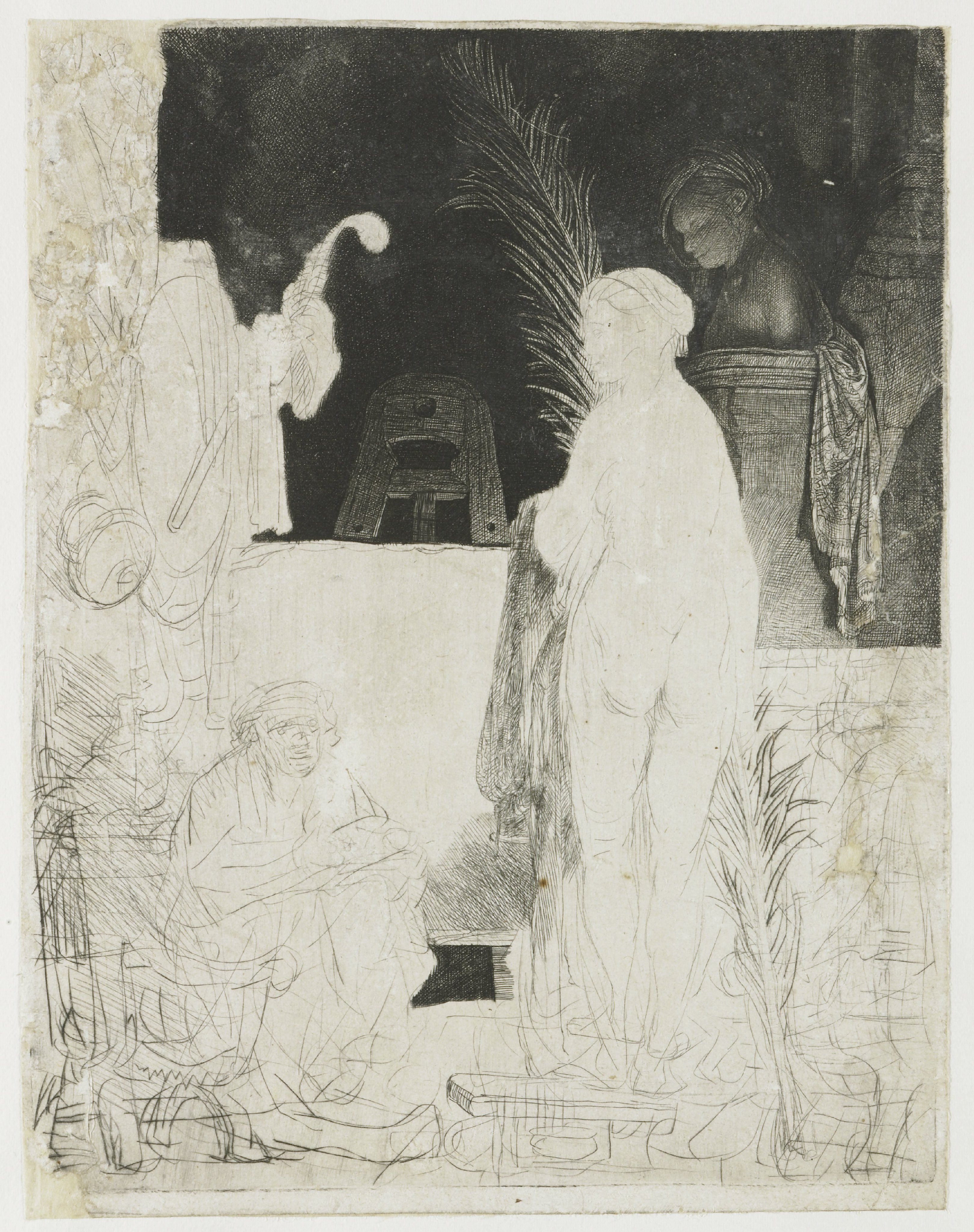 The artist drawing from the model