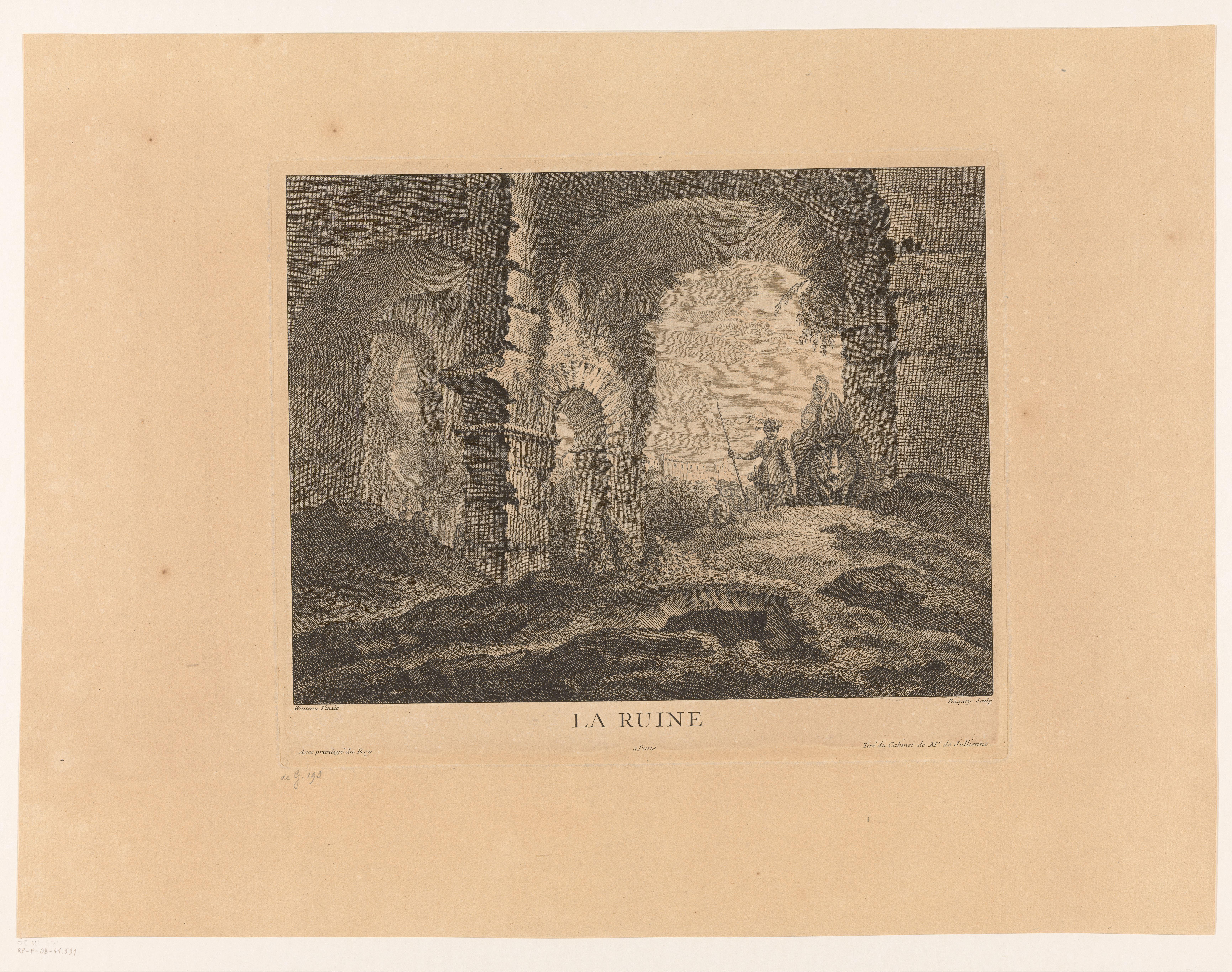 Landschap met reizigers en ruïne