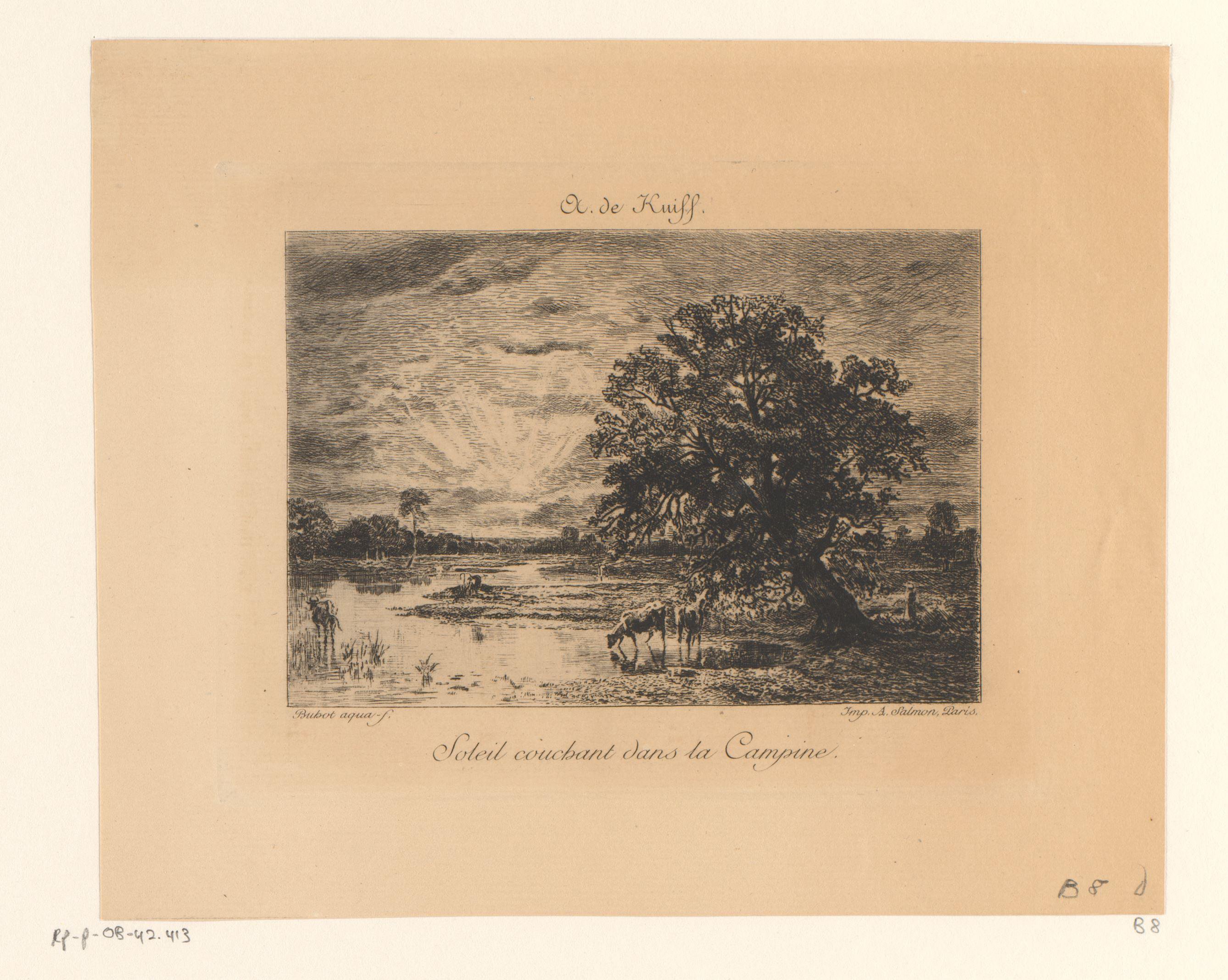 Landschap met een ondergaande zon