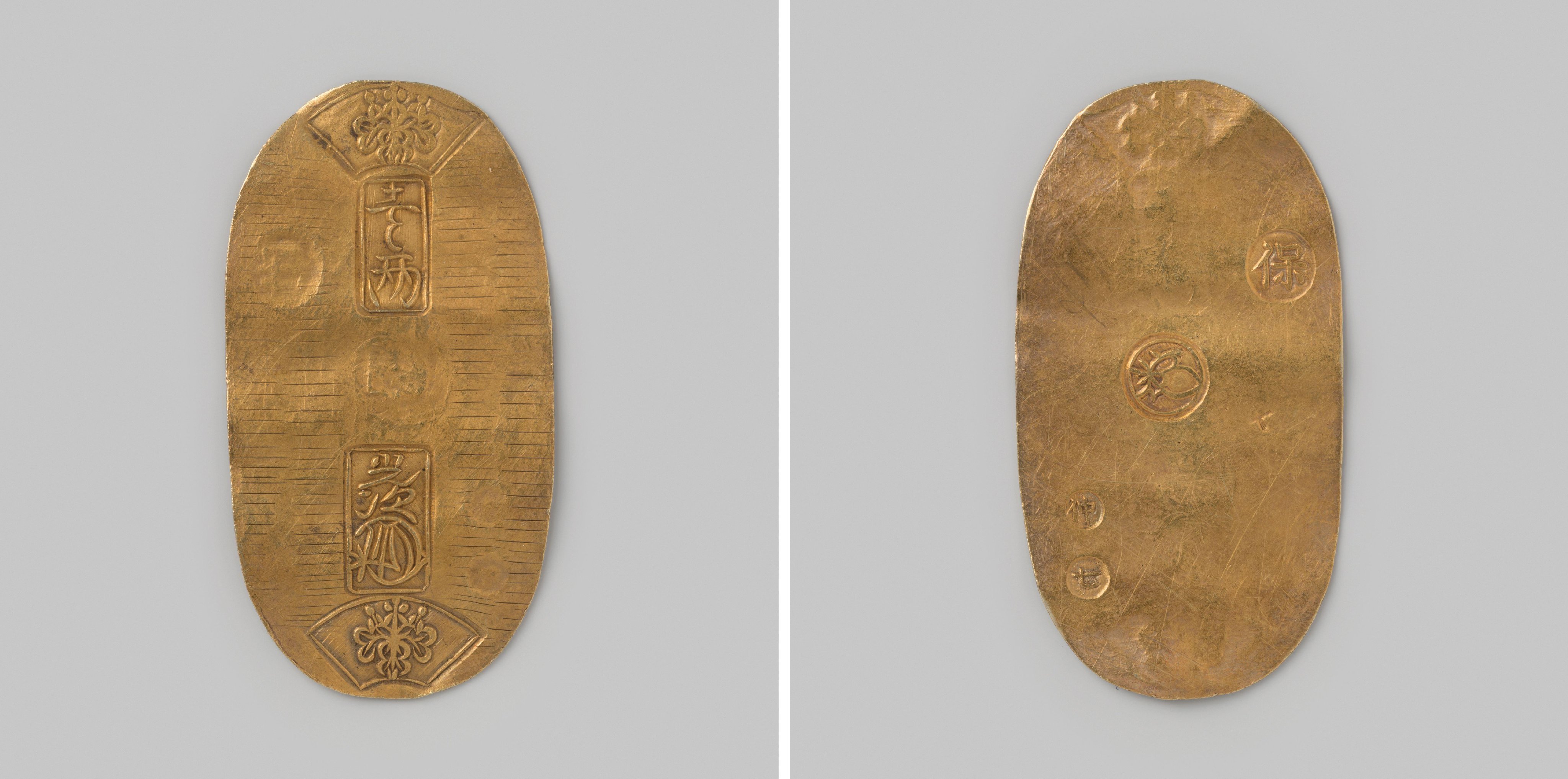 Nieuwe gouden koban van het keizerrijk Japan van keizer Nin Kau uit het Tenpo tijdperk