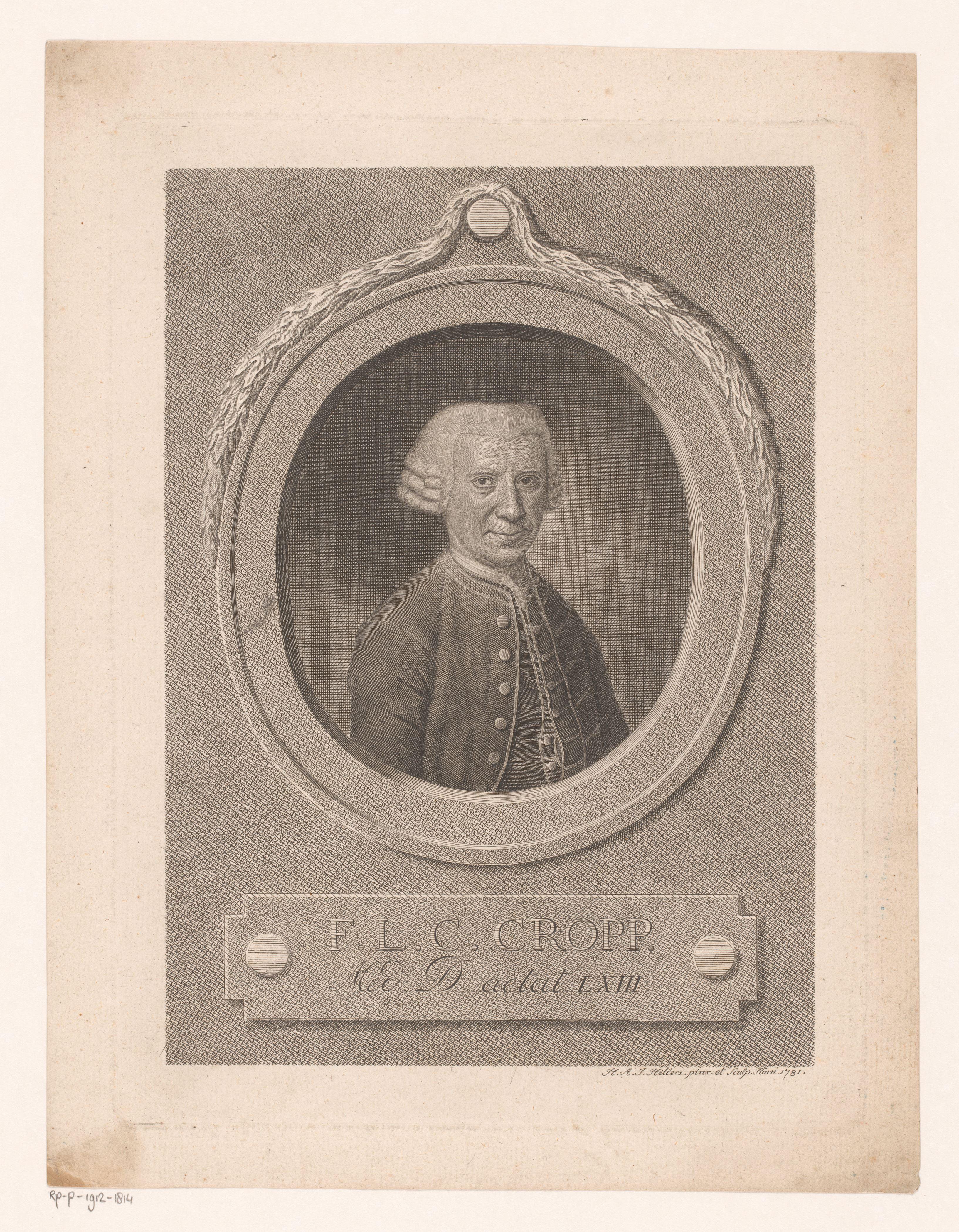 Portret van Friedrich Ludwig Christian Cropp op 63-jarige leeftijd