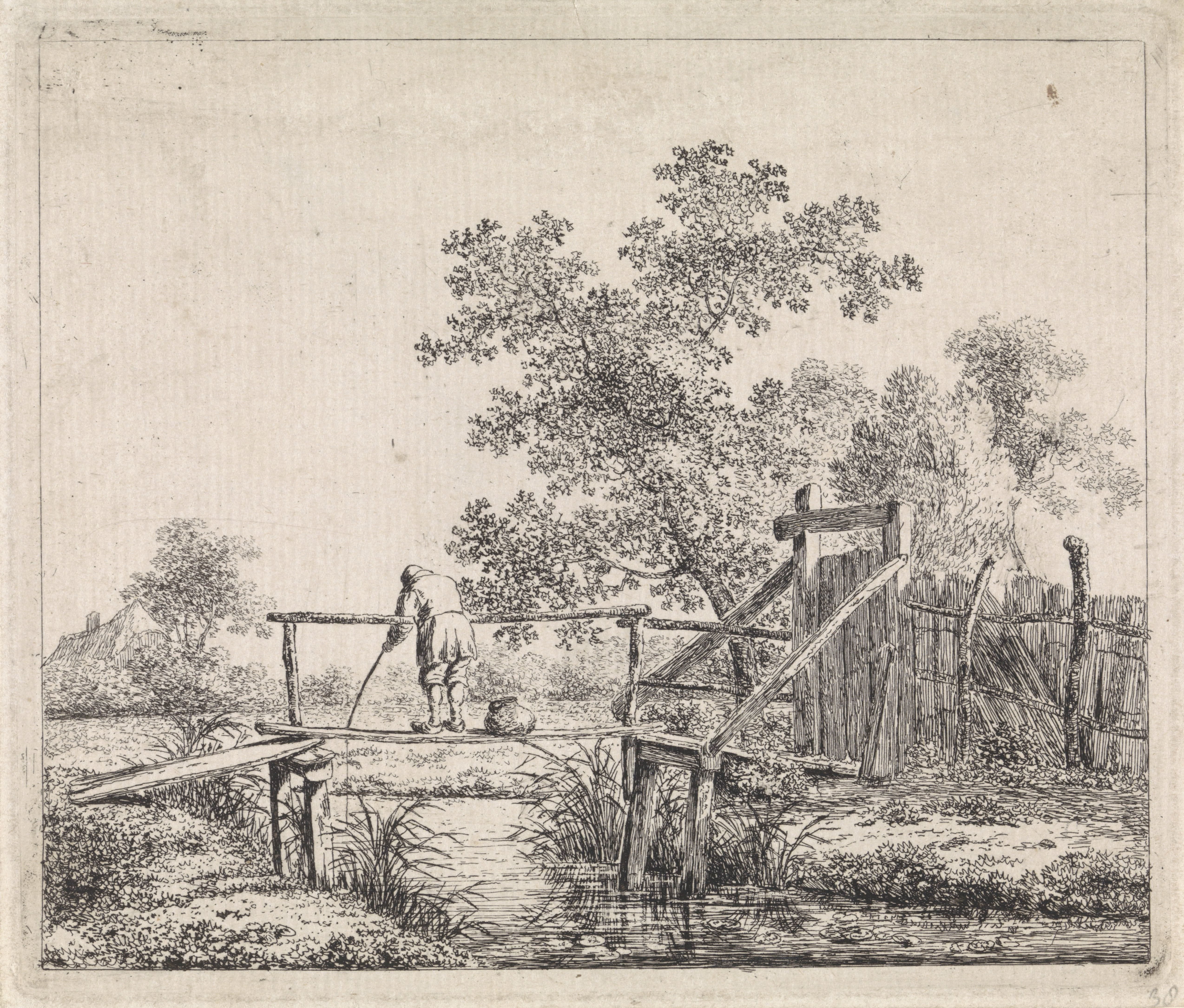 Landschap met visser