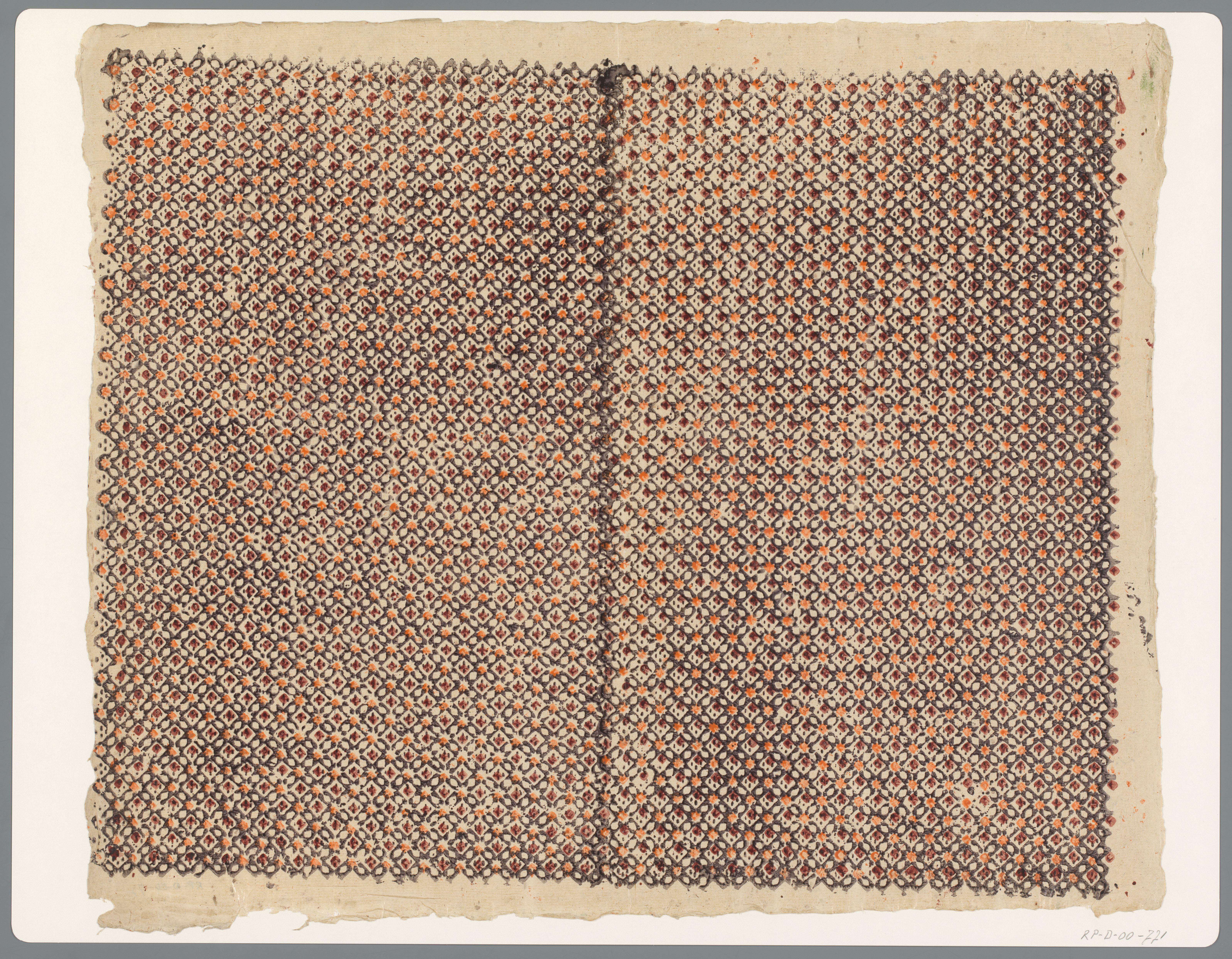 Blad met ruitenpatroon met overhoekse rozetten