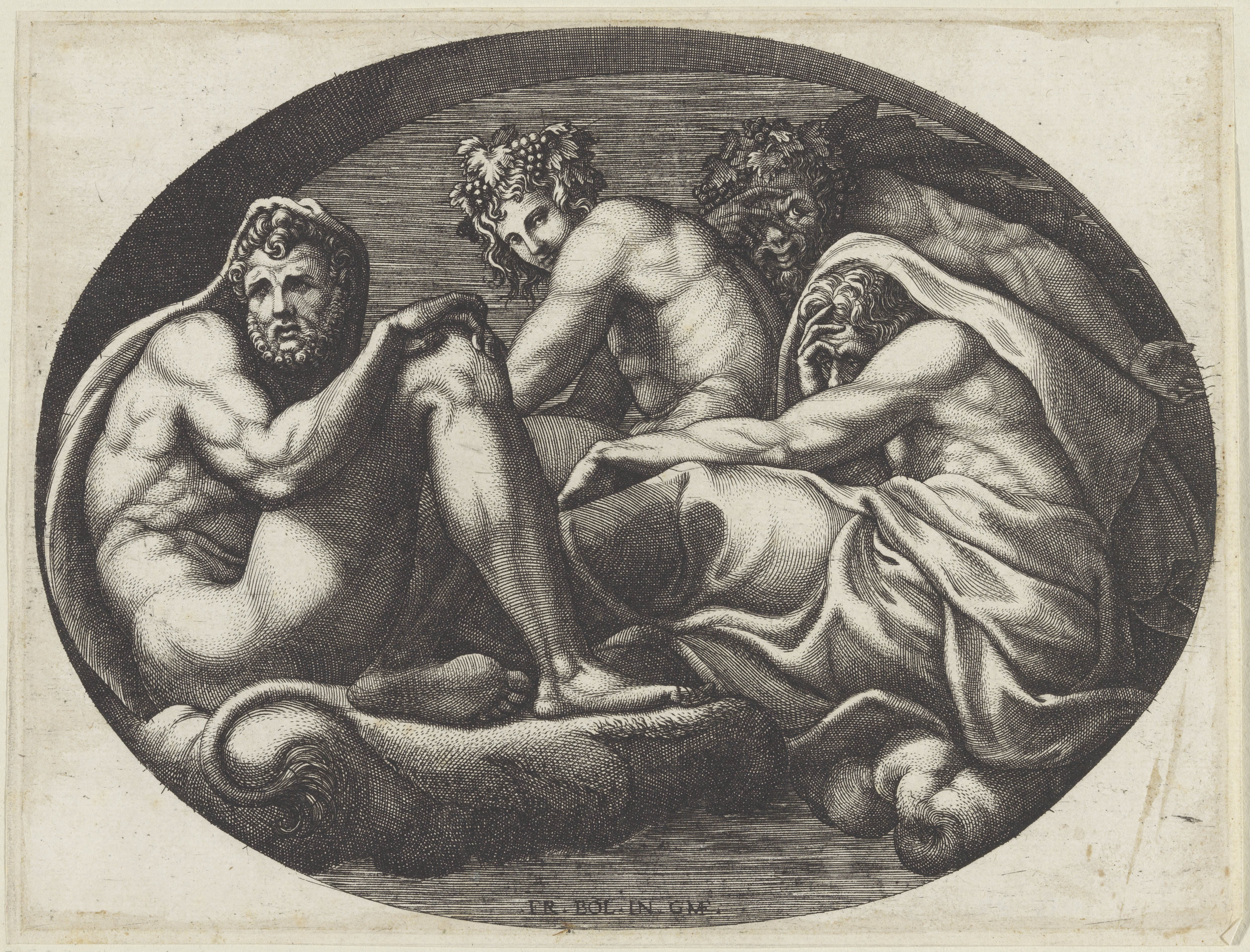 Hercules, Bacchus, Pan en een andere god