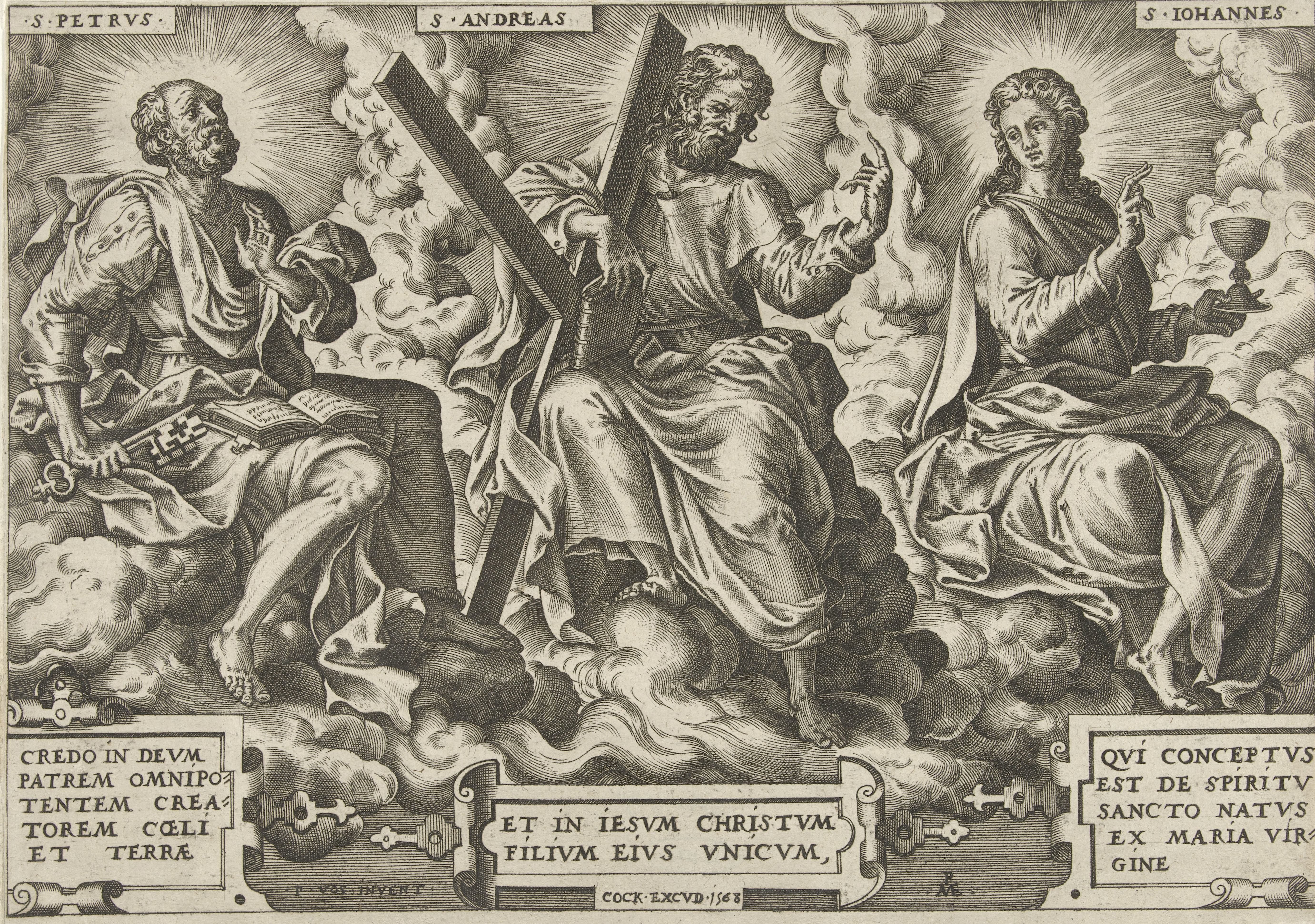 Drie apostelen Petrus, Andreas en Johannes
