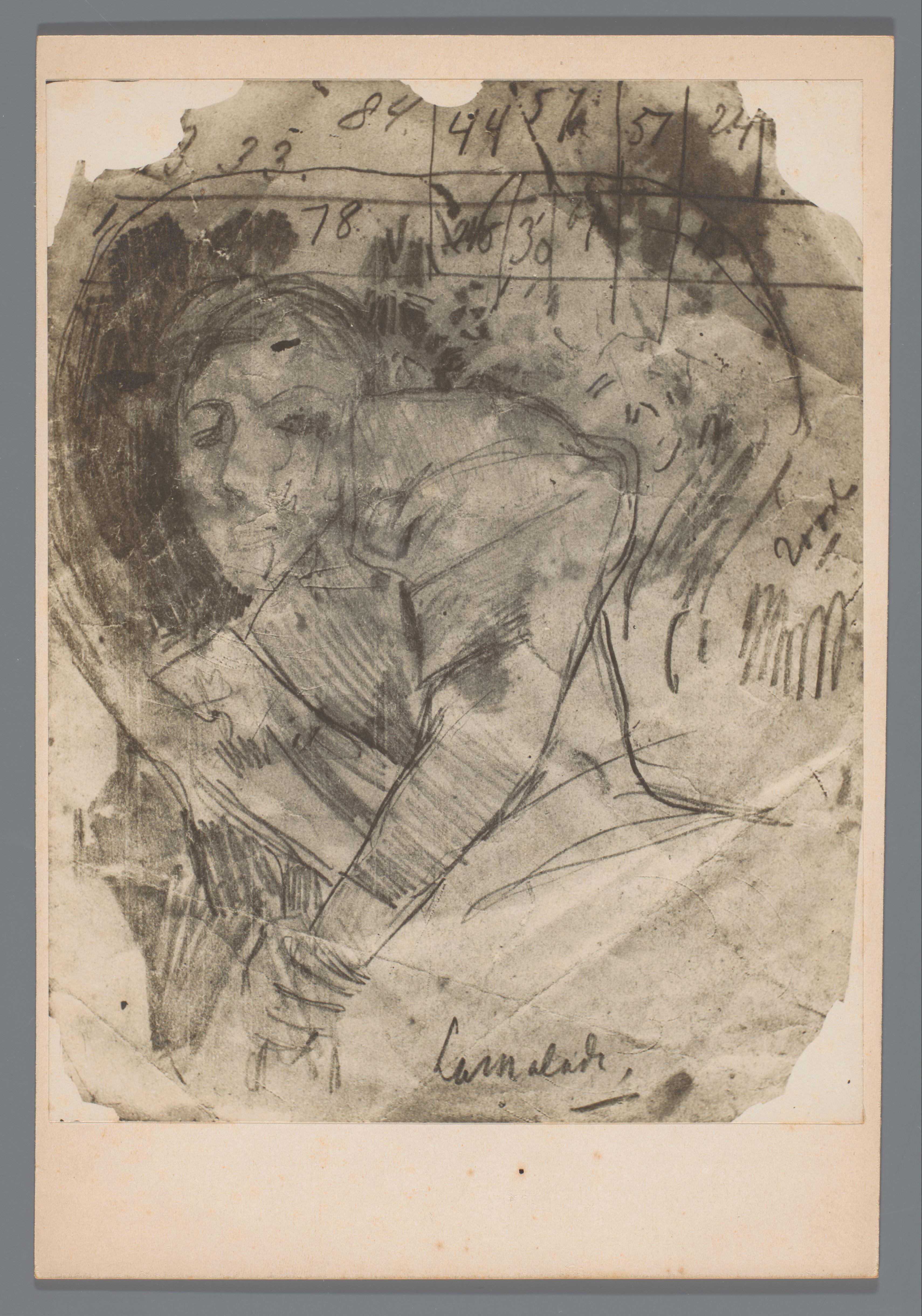 Fotoreproductie van een voorstudie voor een portret van Marie Breitner-Jordan naar George Hendrik Breitner