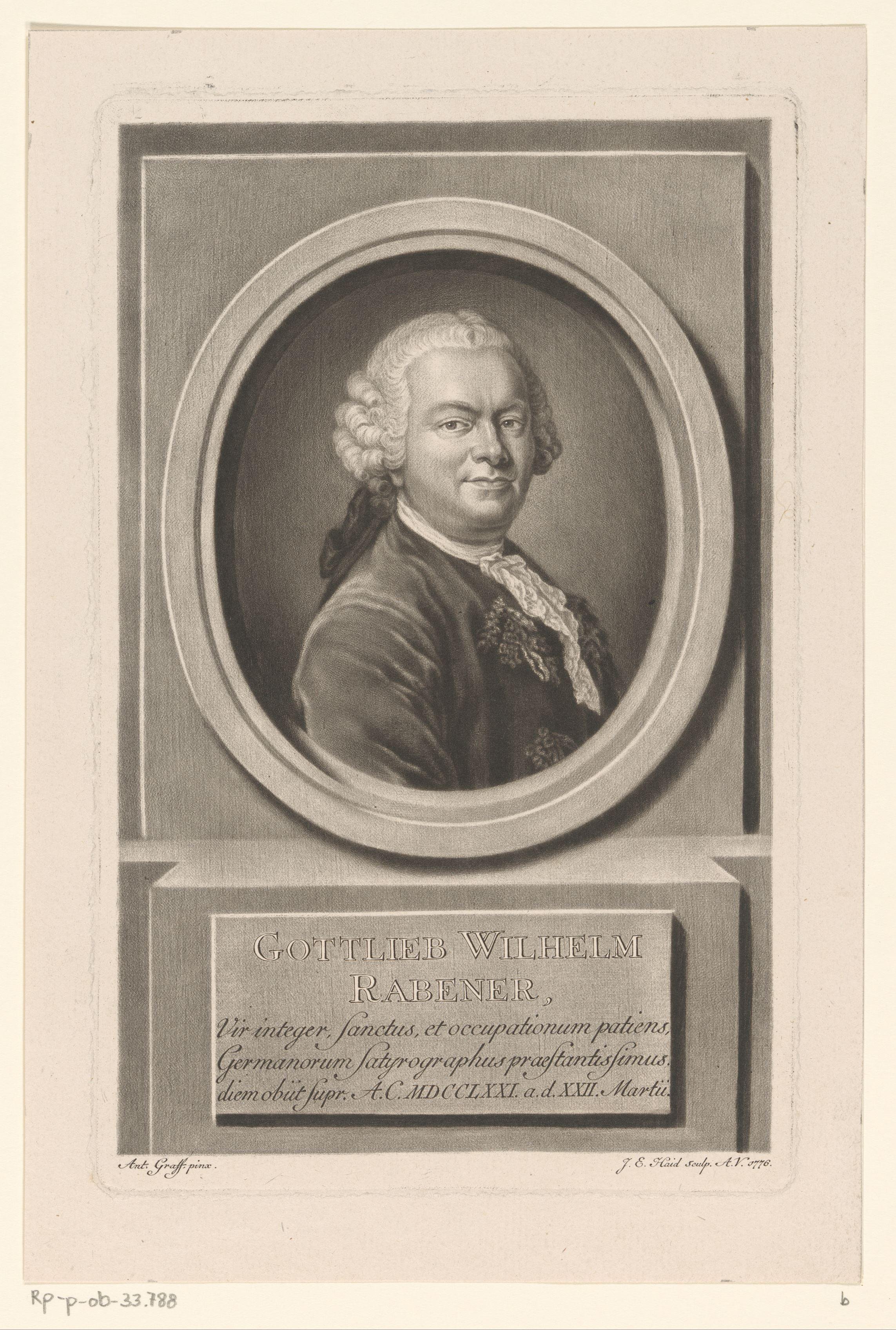 Portret van Gottlieb Wilhelm Rabener