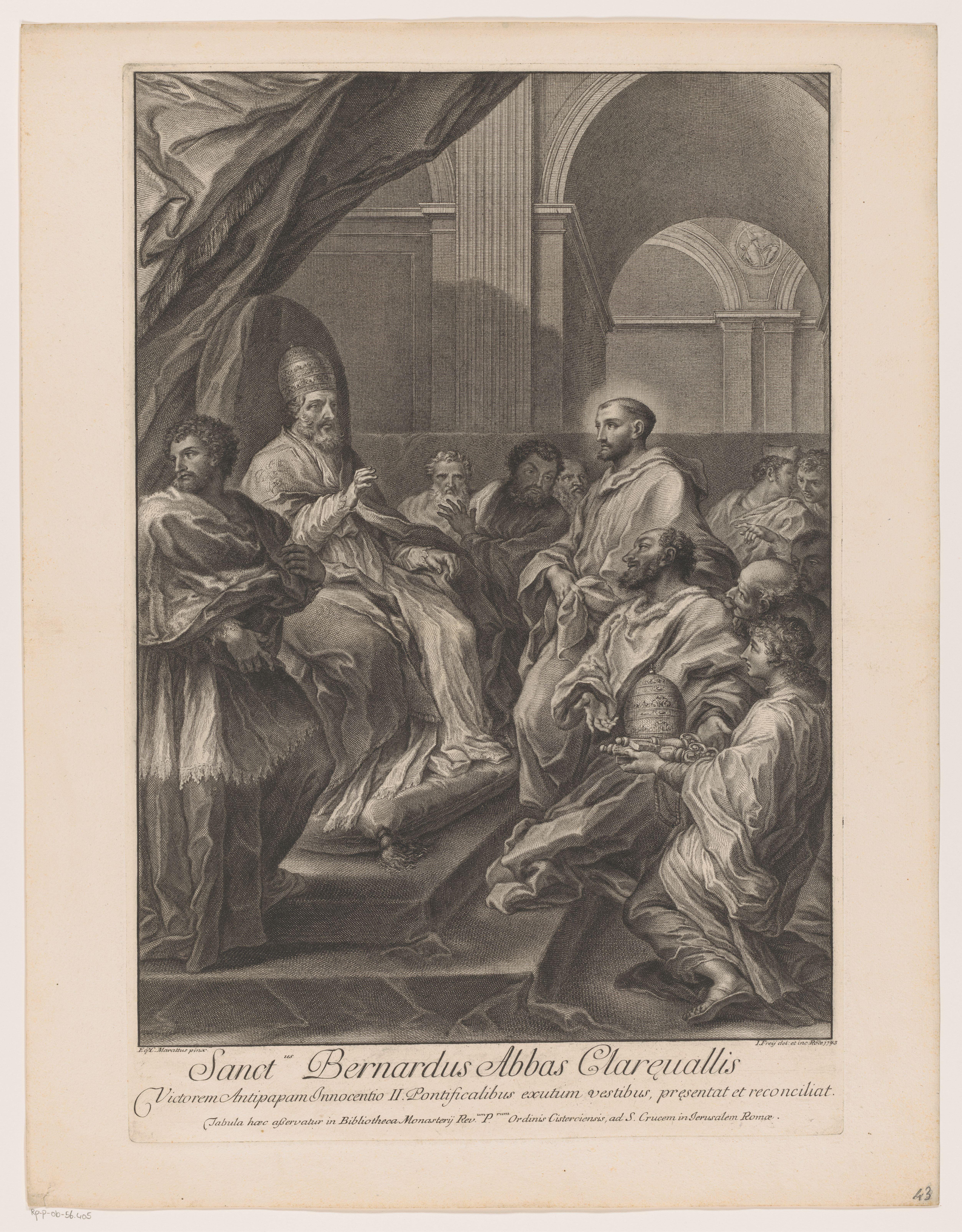 Heilige Bernardus van Clairvaux voor paus Innocentius II