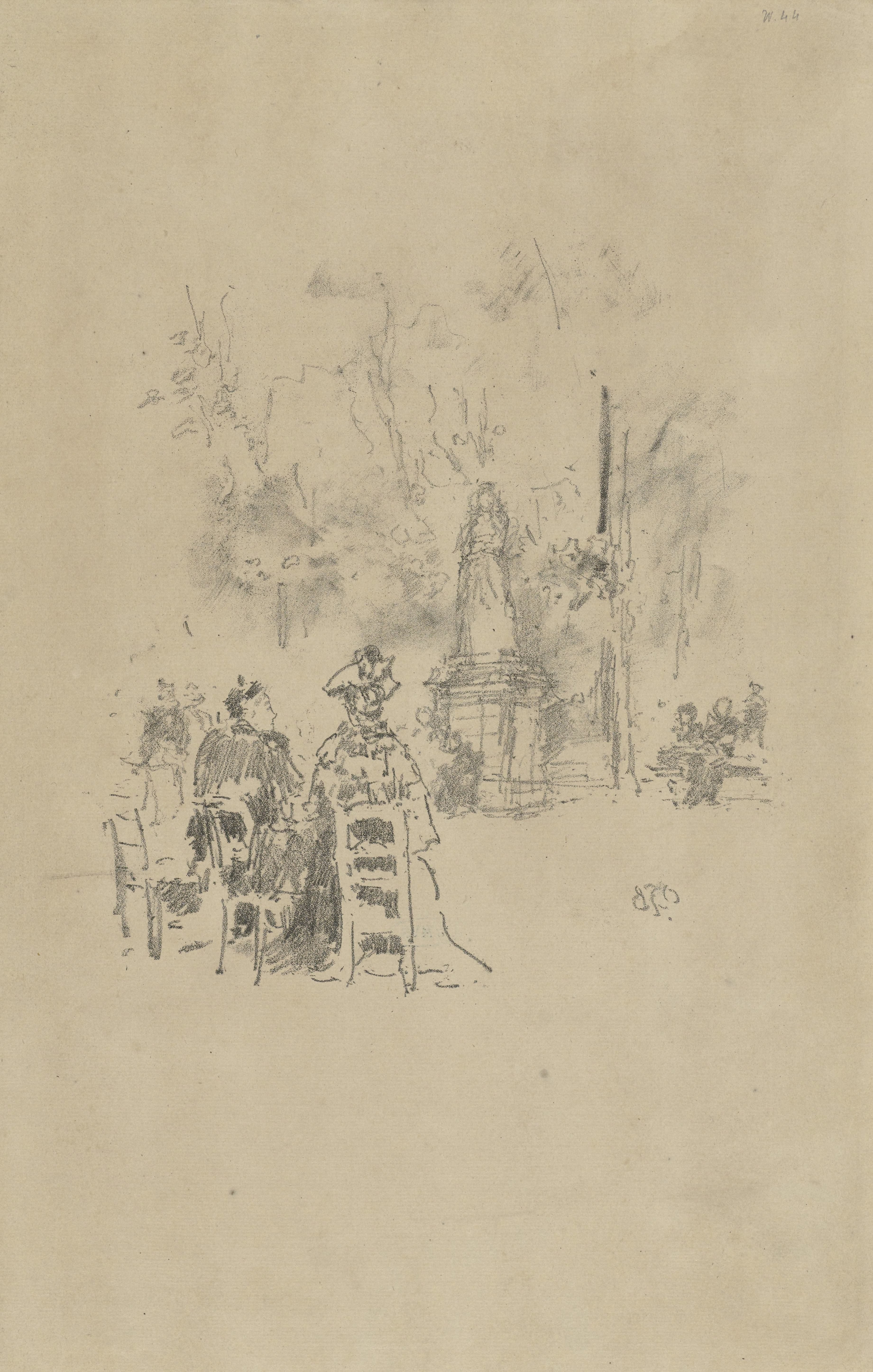 Conversation under the statue, Luxembourg Gardens