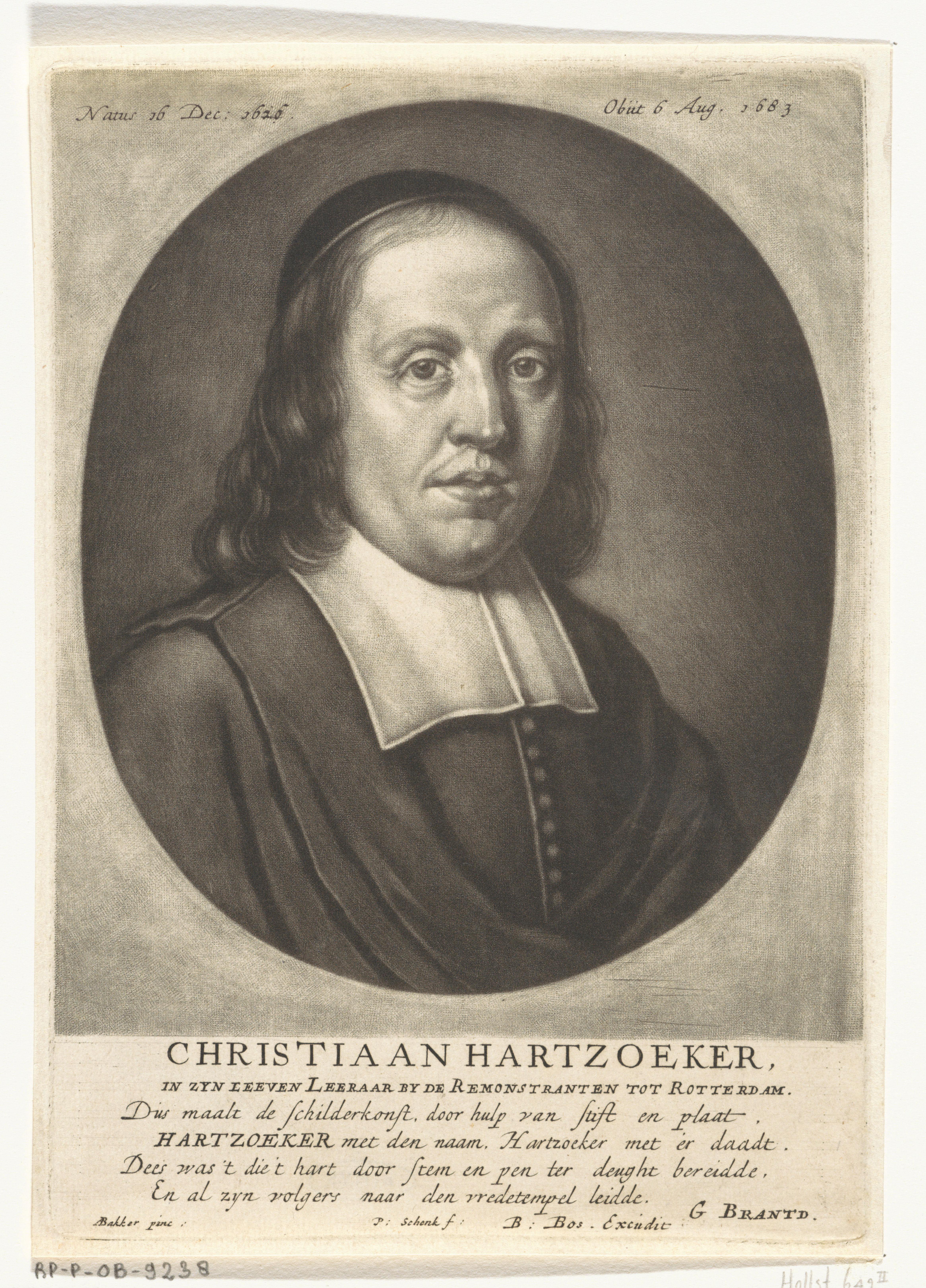 Portret van de remonstrantse predikant Christiaan Hartsoecker