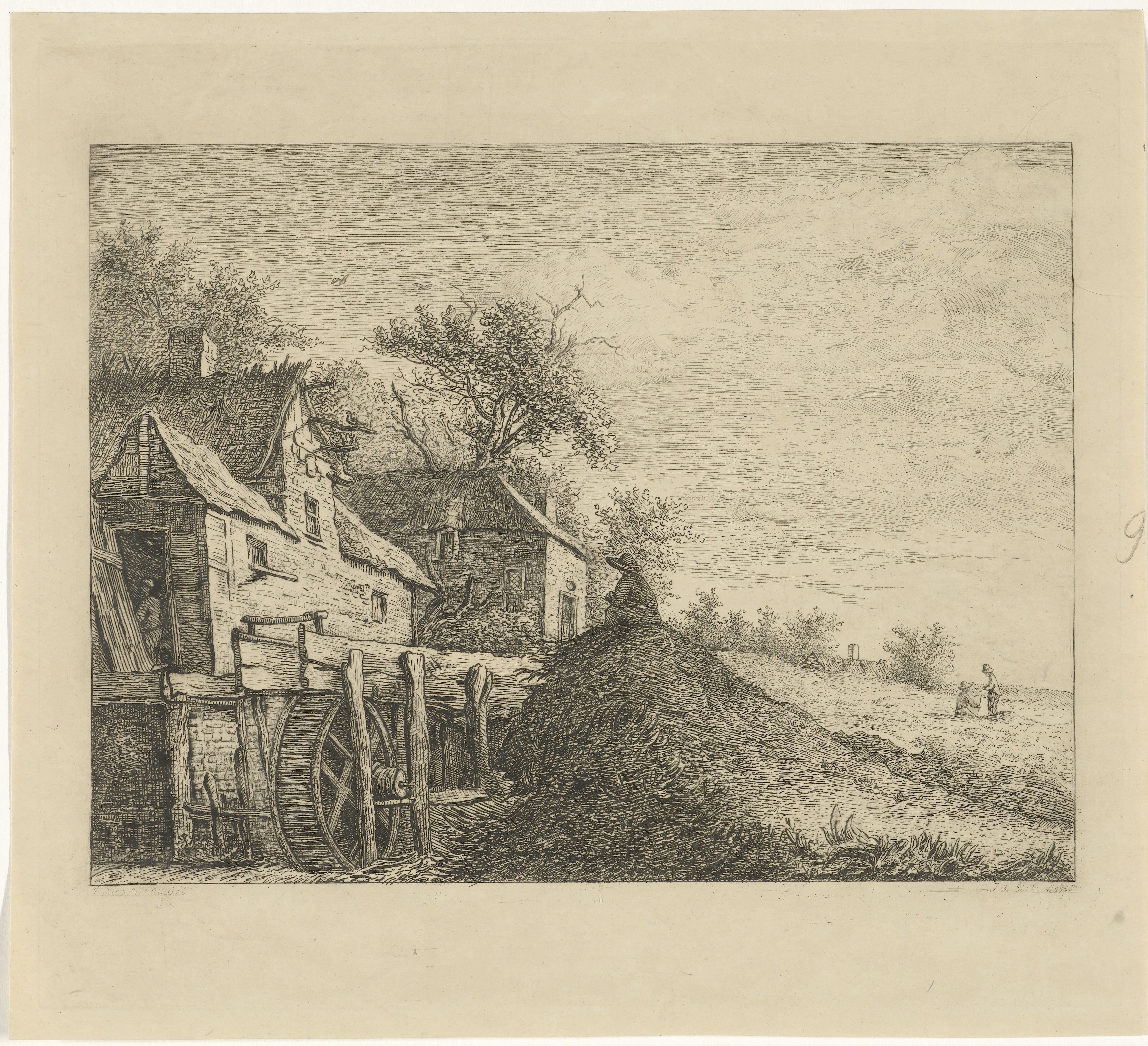 Watermolen in een landschap