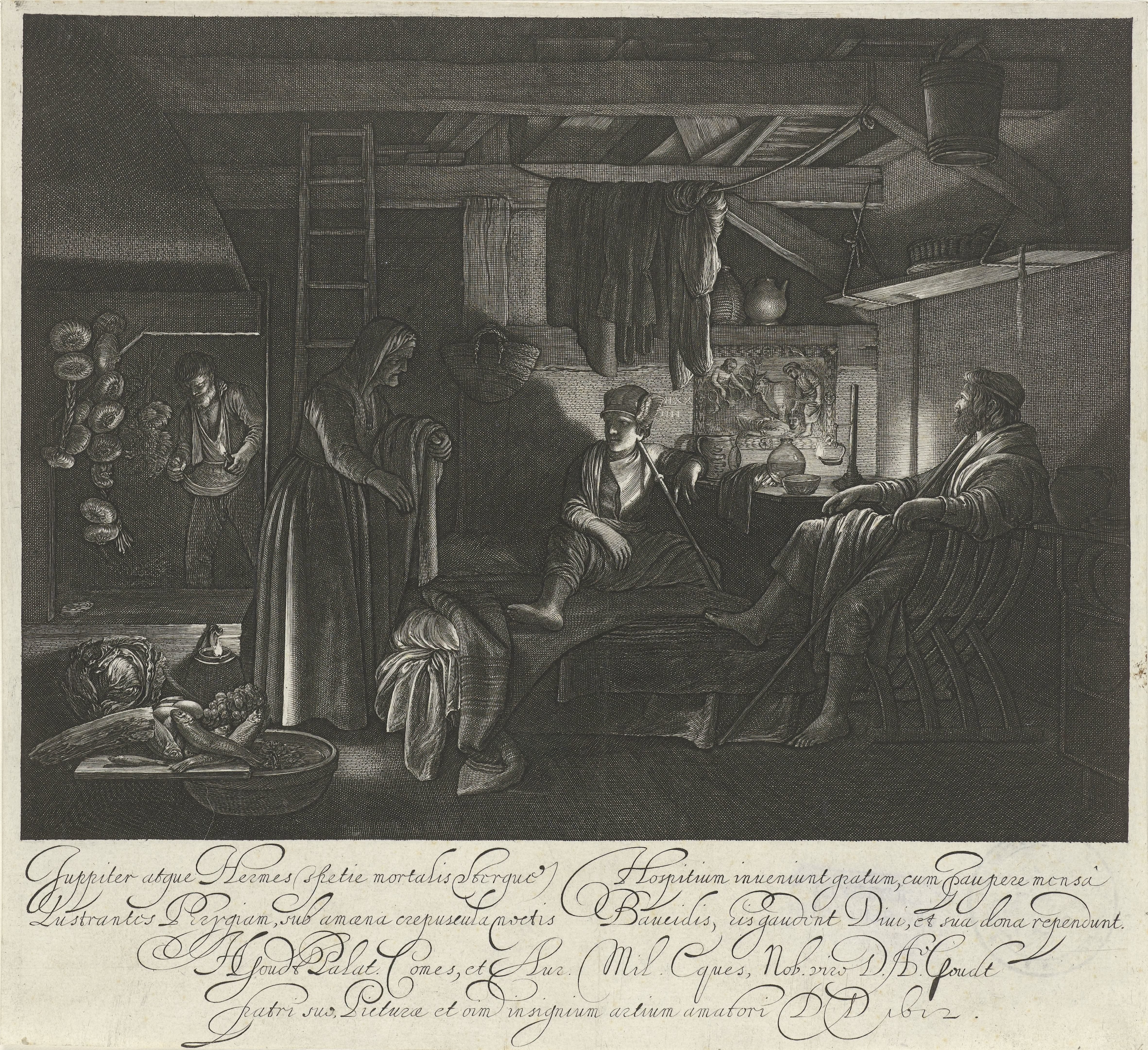 Jupiter en Mercurius in het huis van Philemon en Baucis