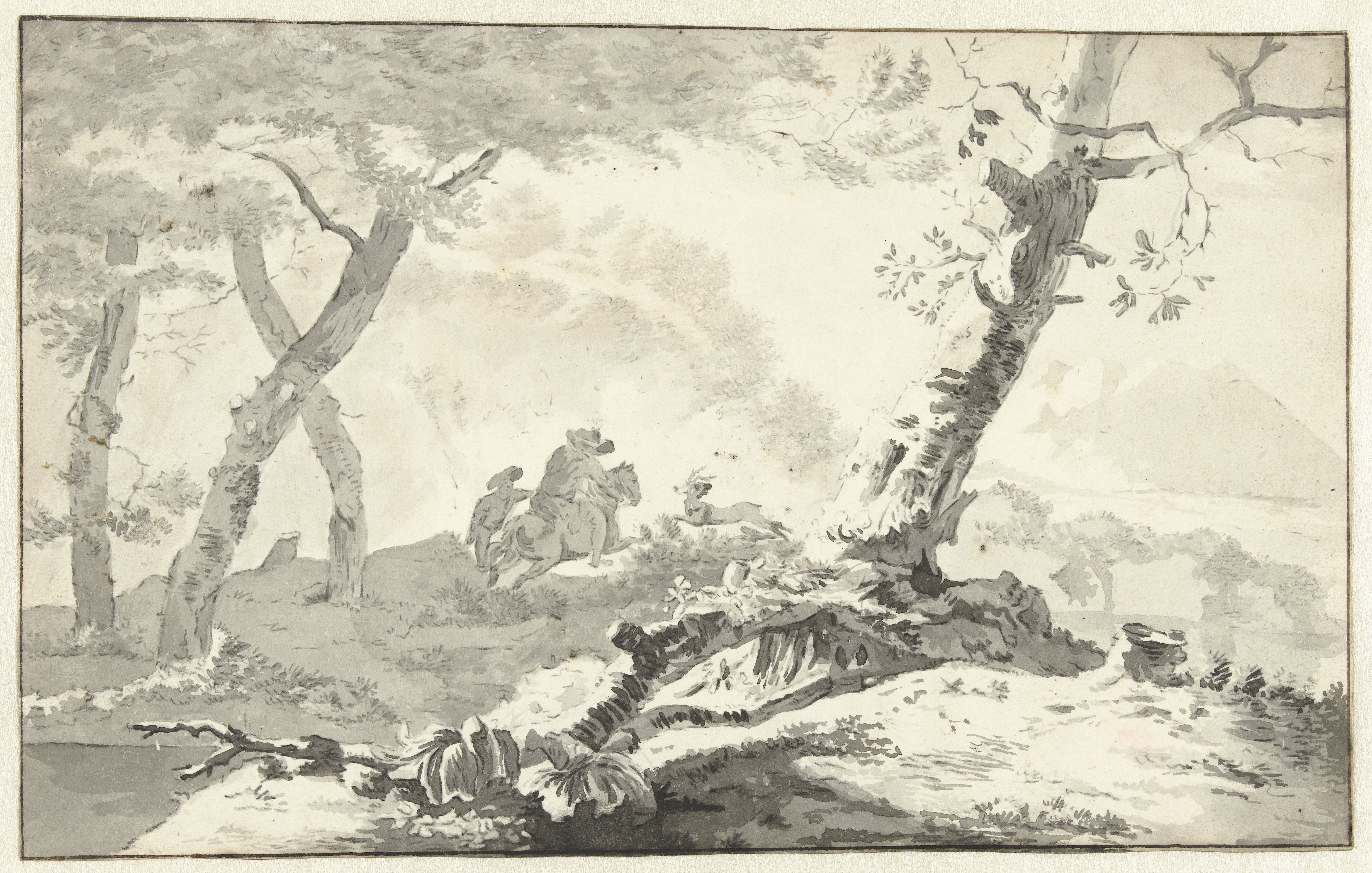 Hertenjacht in een bergachtig landschap