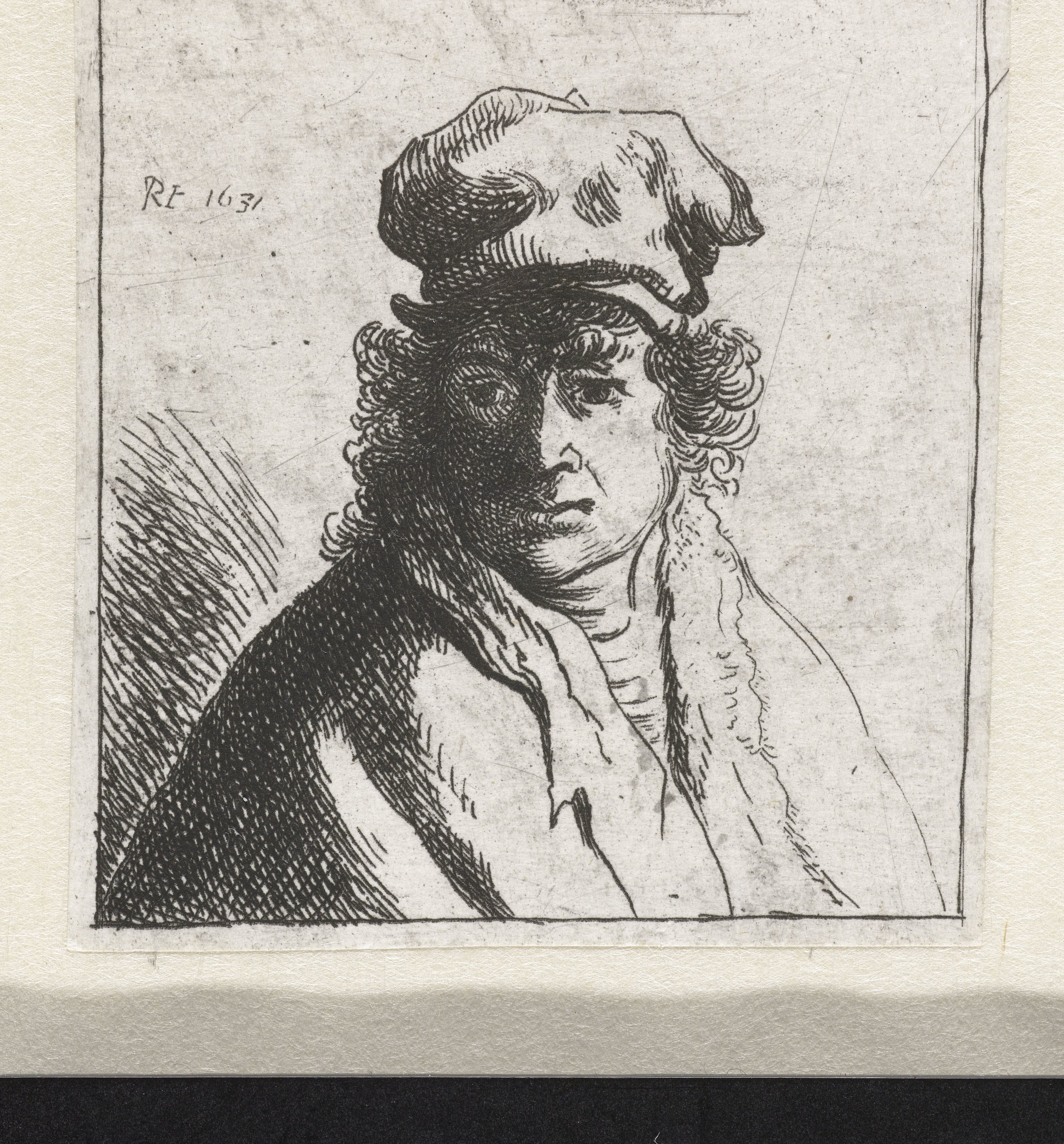 Young man in cap: bust