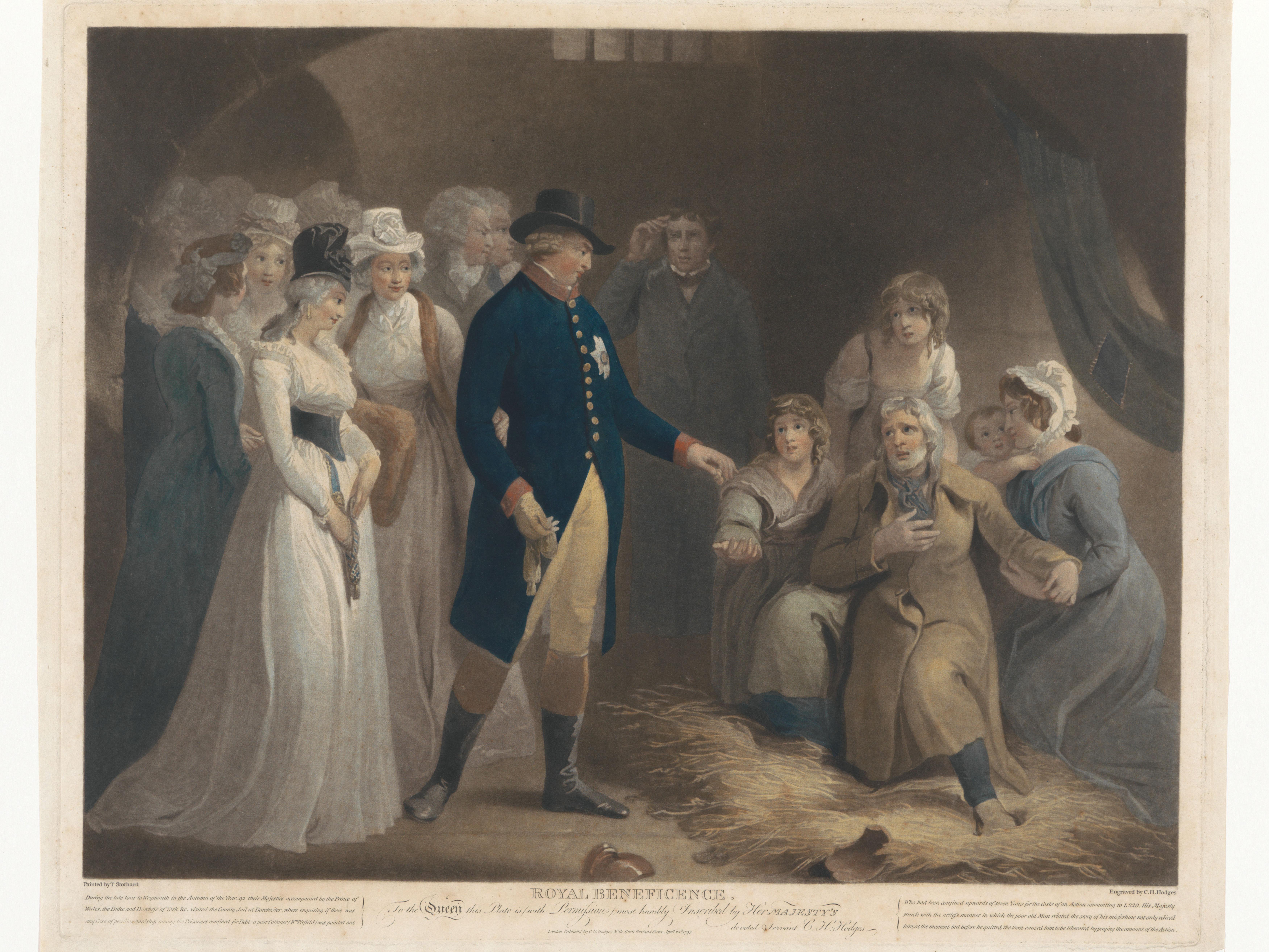 George III bezoekt met zijn familie de gevangenis te Dorchester