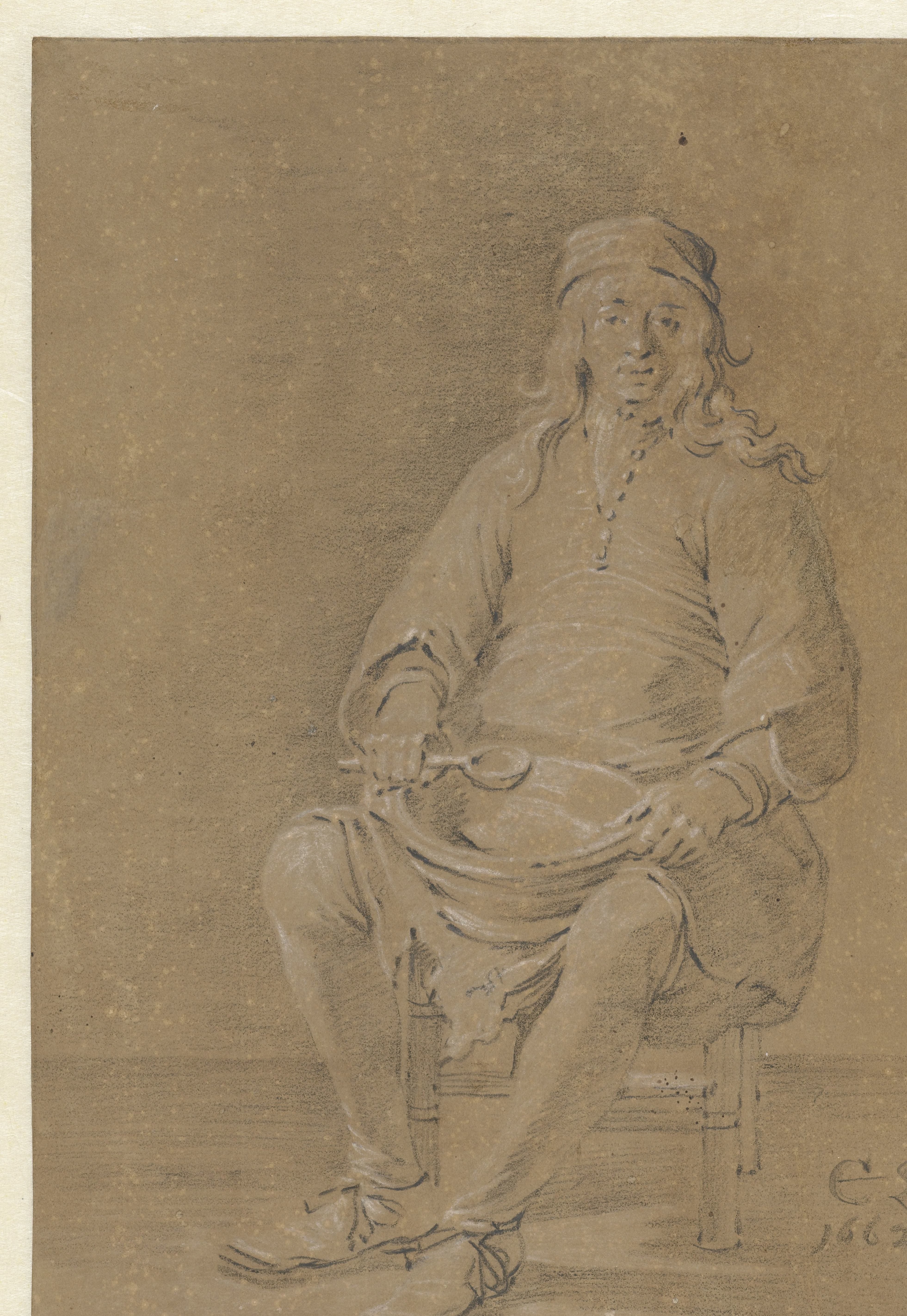Seated Man with a Bowl and a Spoon in his Lap