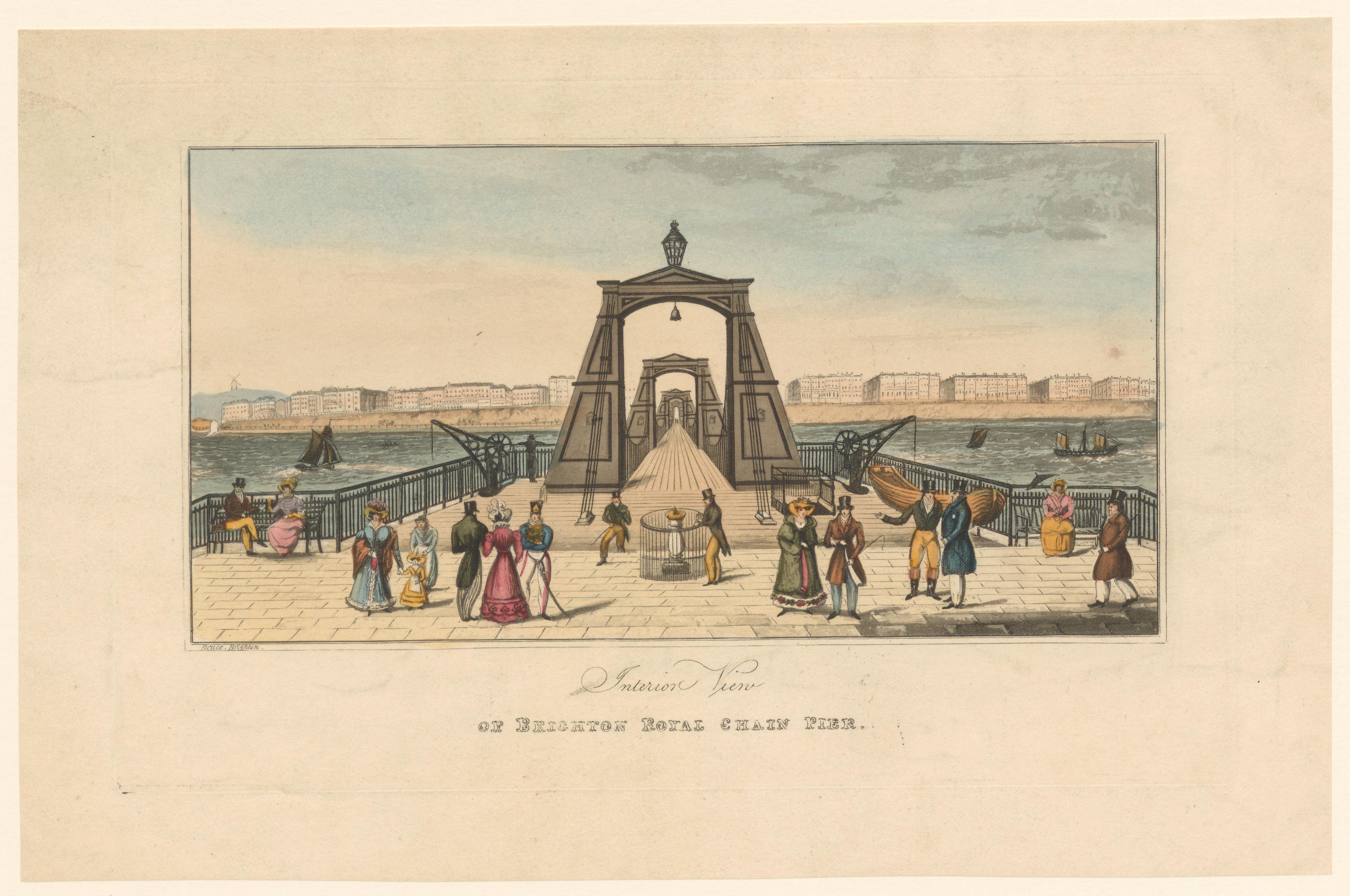 Gezicht op de Royal Suspension Chain Pier in Brighton