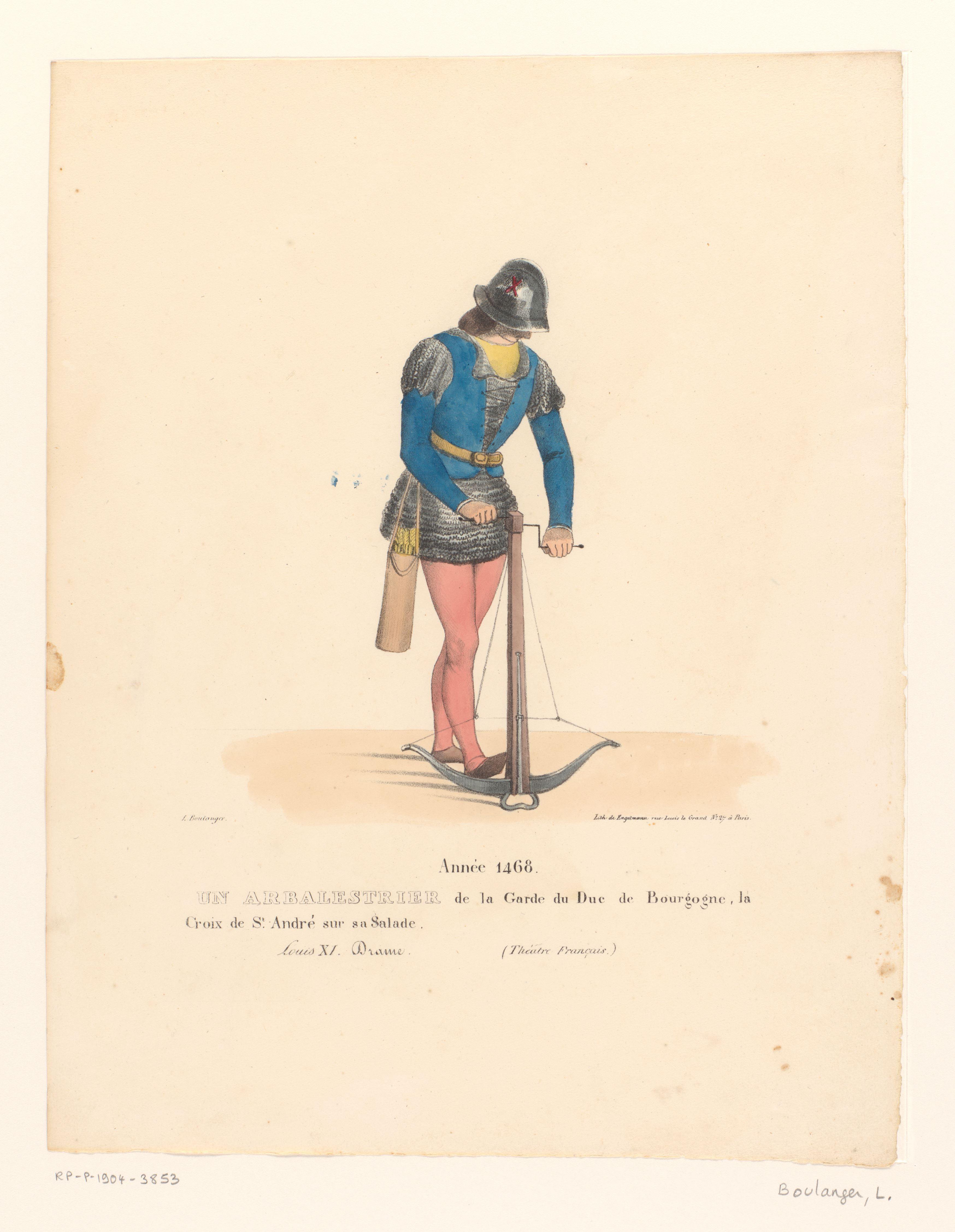 Kostuum van een kruisboogschutter van de hertog van Bourgondië uit het drama Louis XI à Péronne