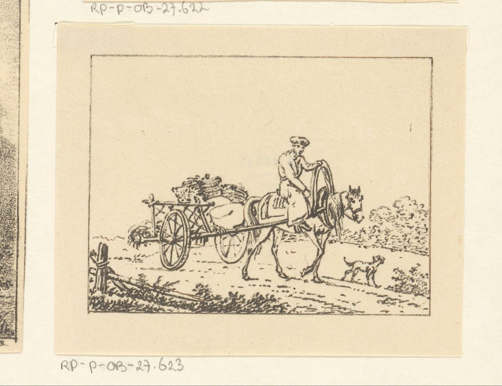 Kartrekkend paard met ruiter