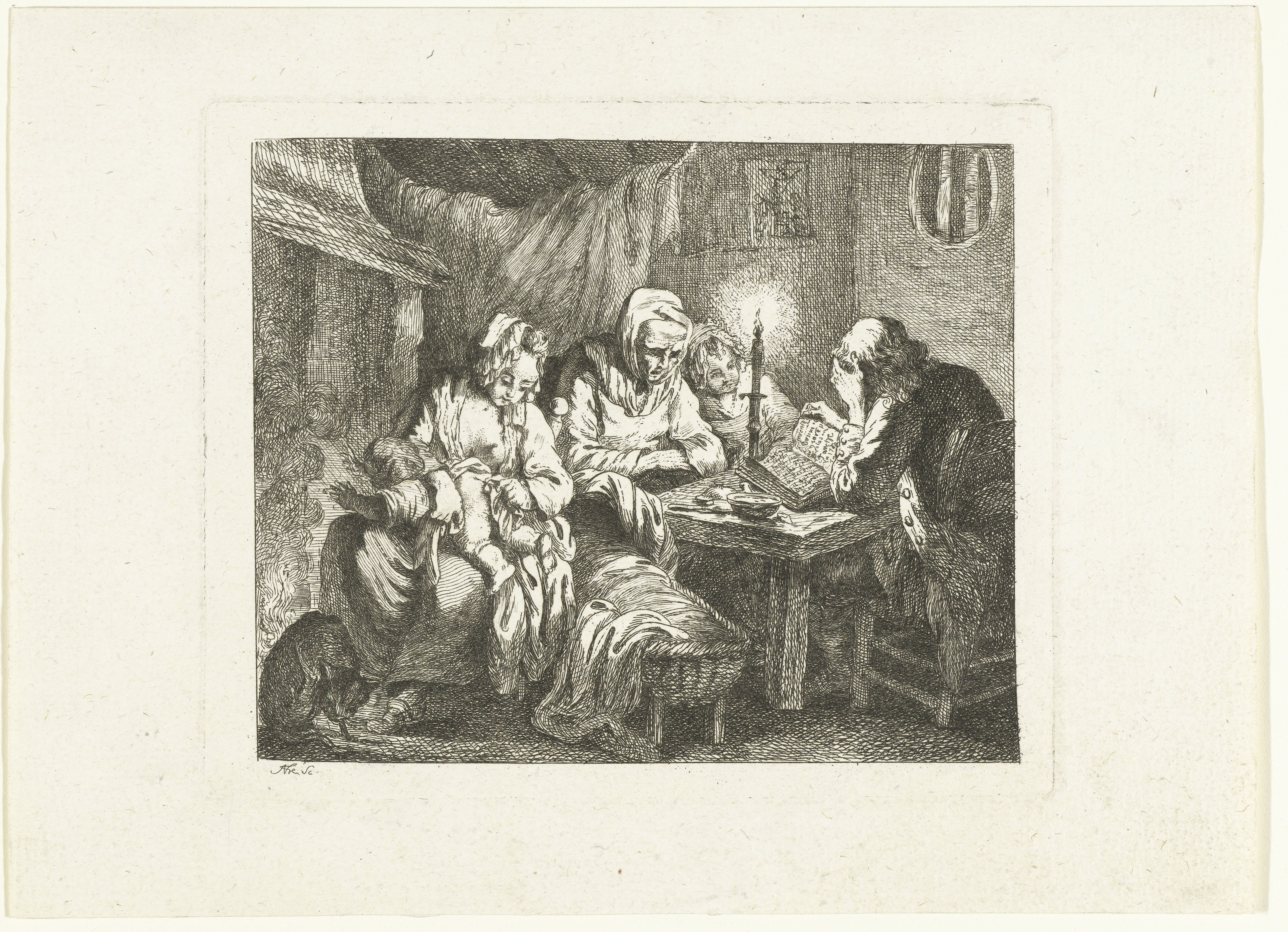 Een familie aan tafel