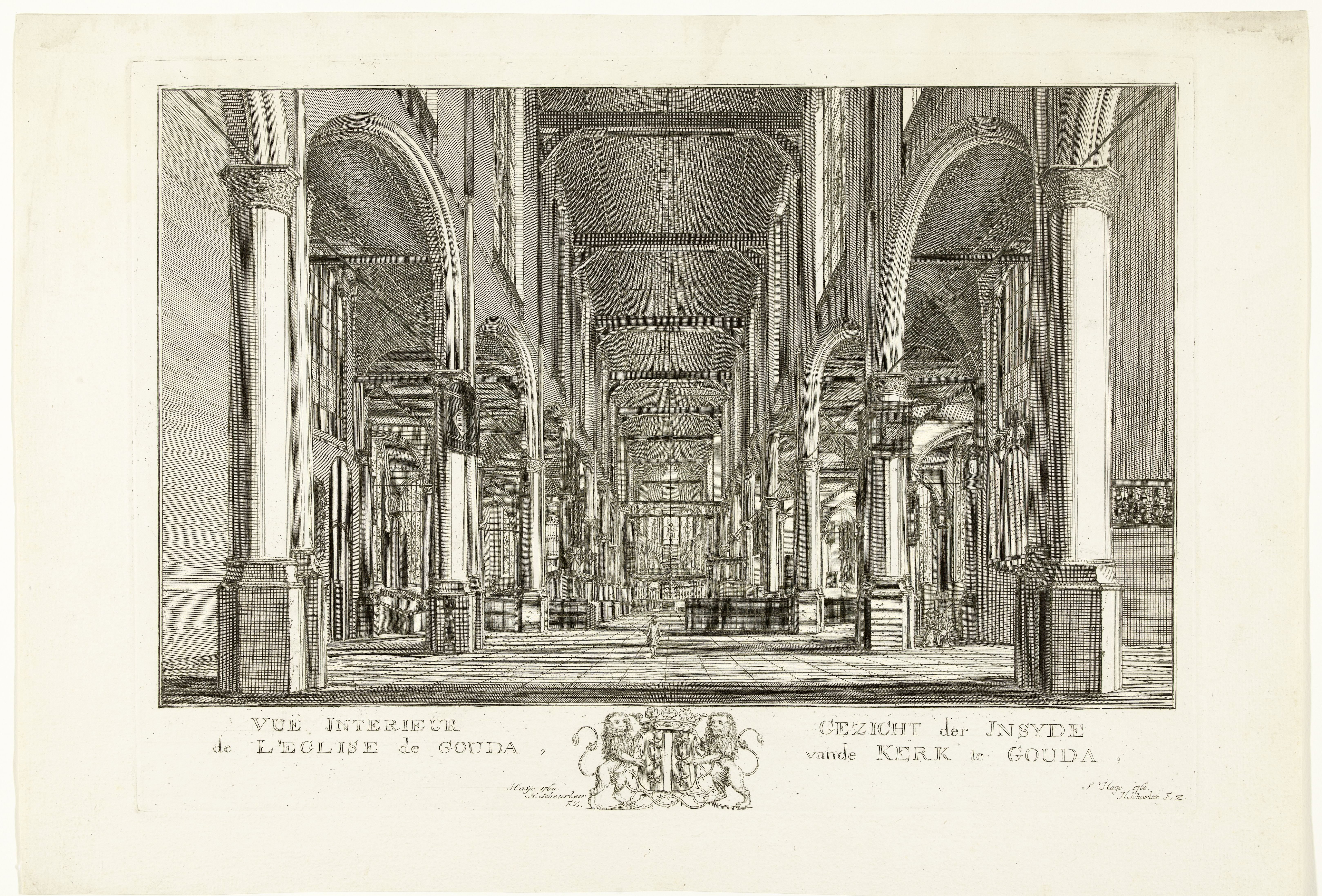 Interieur van de Sint-Janskerk te Gouda